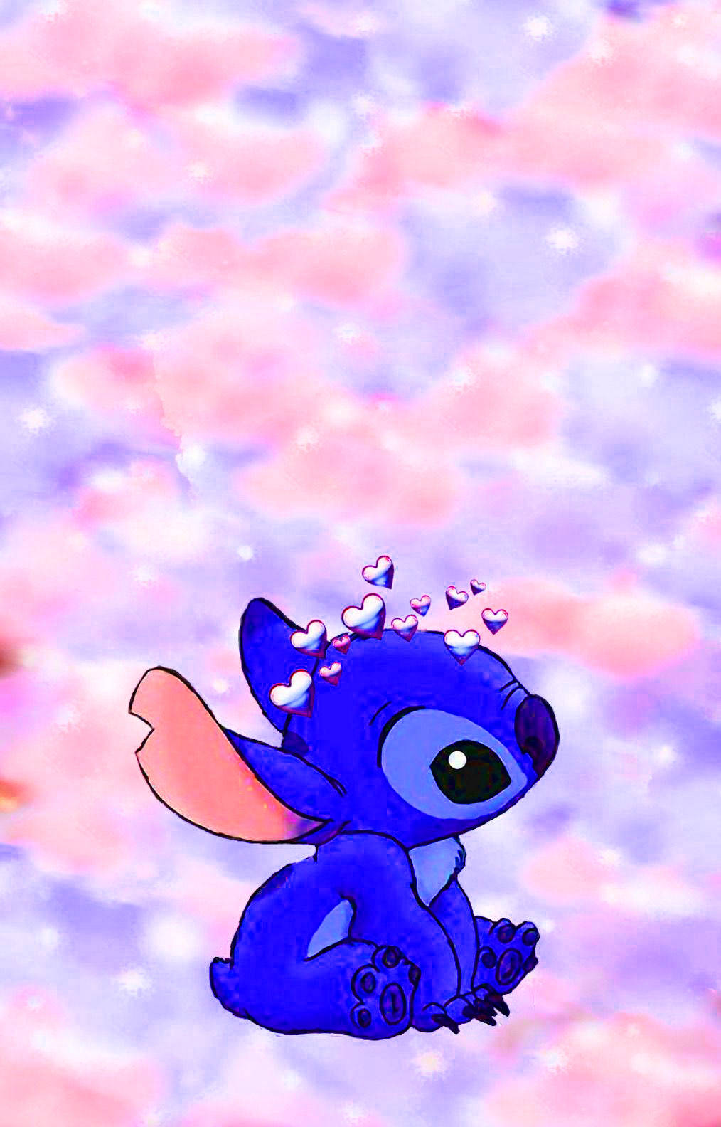 Stitch Galaxy, blue alien, hearts, HD Phone Wallpaper
