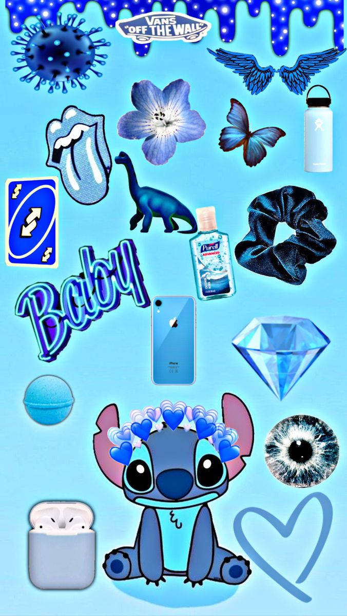 Stitch Galaxy, vibrant blue, glowing background, SD Phone Wallpaper