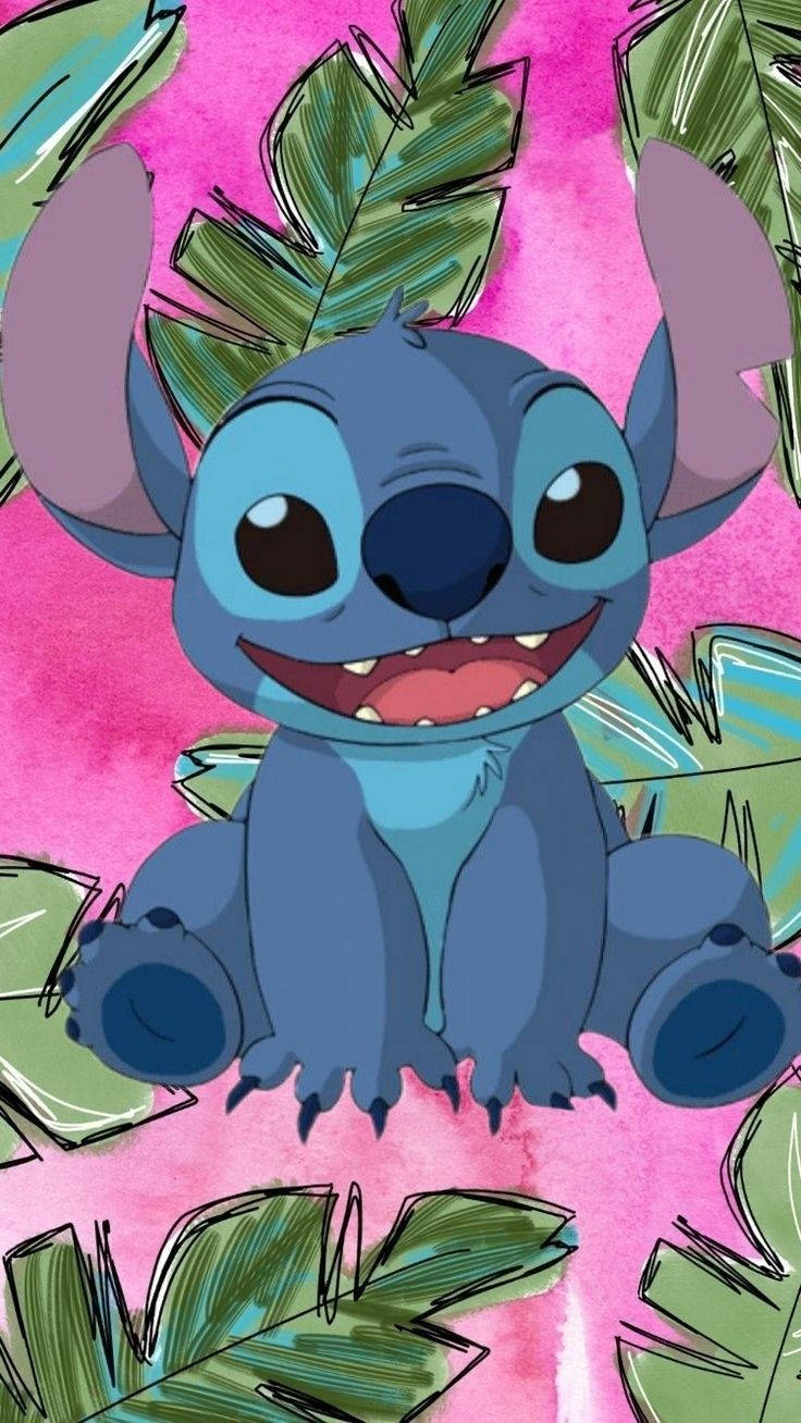 Stitch Galaxy, palm tree, blue alien, HD Phone Wallpaper