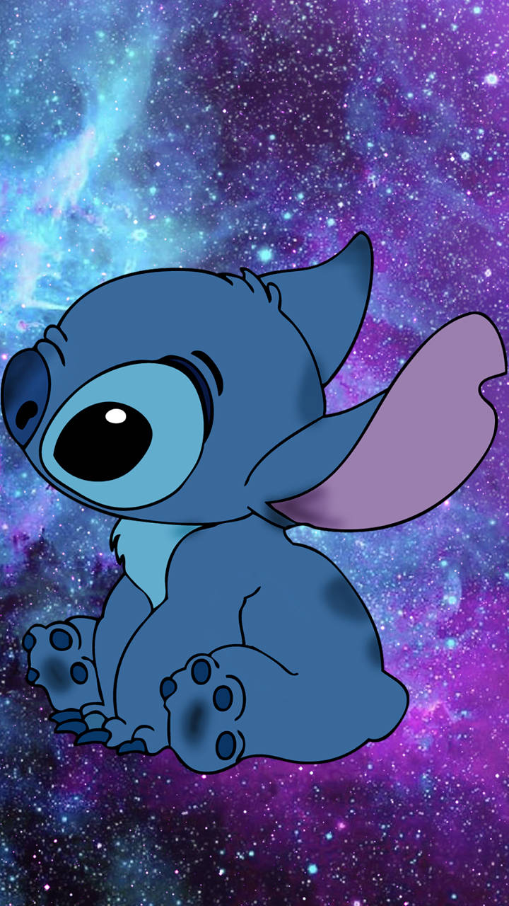 Stitch Galaxy, blue alien, big eyes, HD Phone Wallpaper