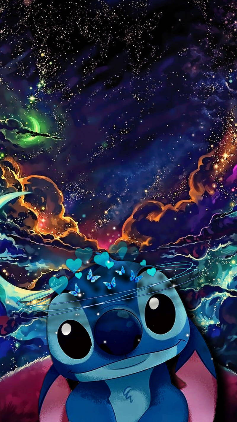 Stitch Galaxy, blue alien, big eyes, HD Phone Wallpaper