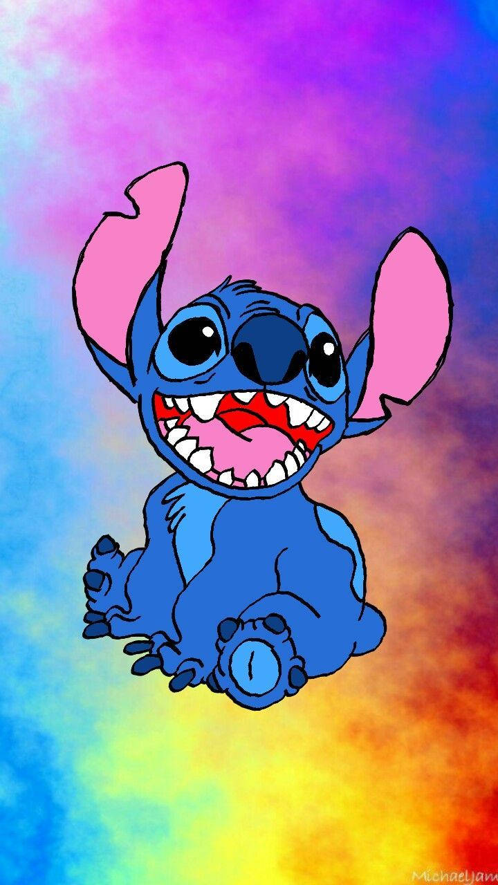 stitch, blue alien, pink ears, HD Phone Wallpaper