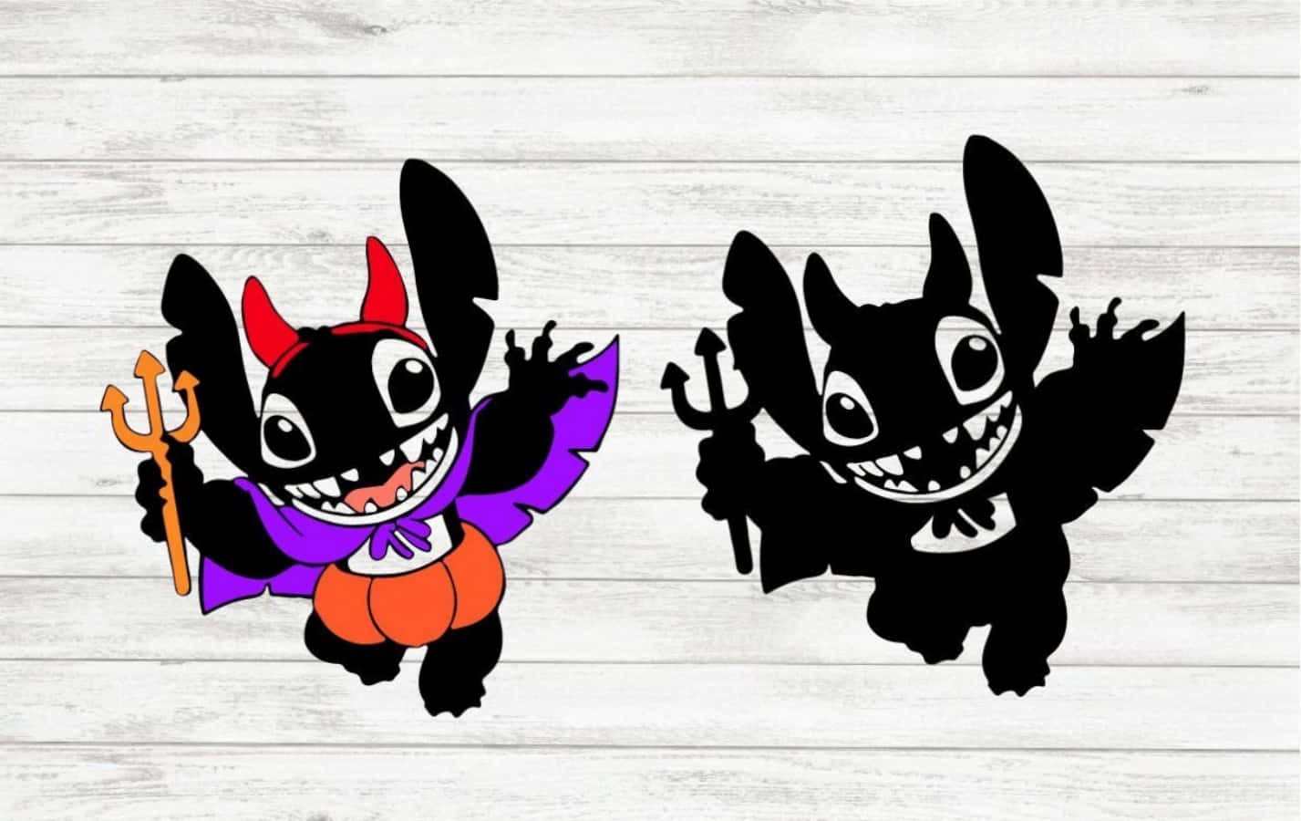 Stitch, Halloween, red horns, HD Desktop Wallpaper
