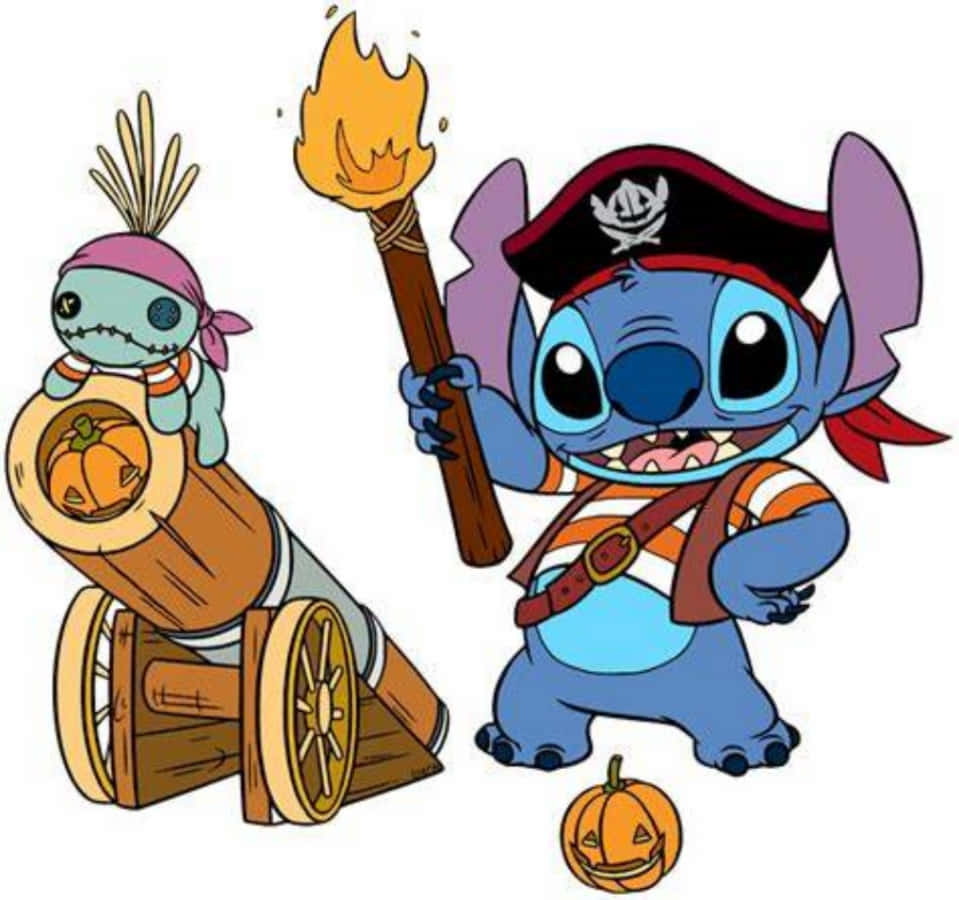 Stitch, pirate, torch, SD Desktop Wallpaper