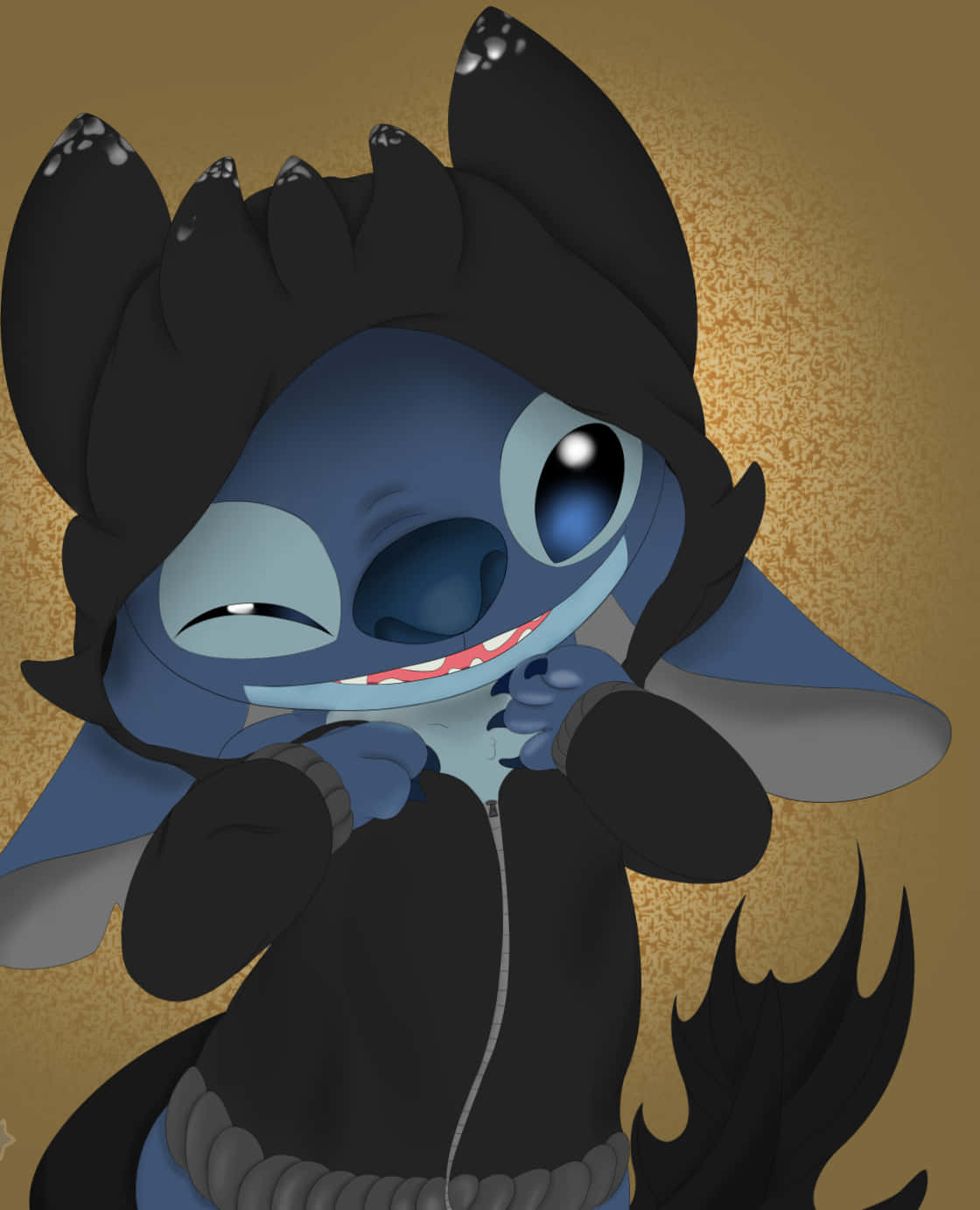 Stitch Halloween, black dragon outfit, blue cartoon character, HD Phone Wallpaper