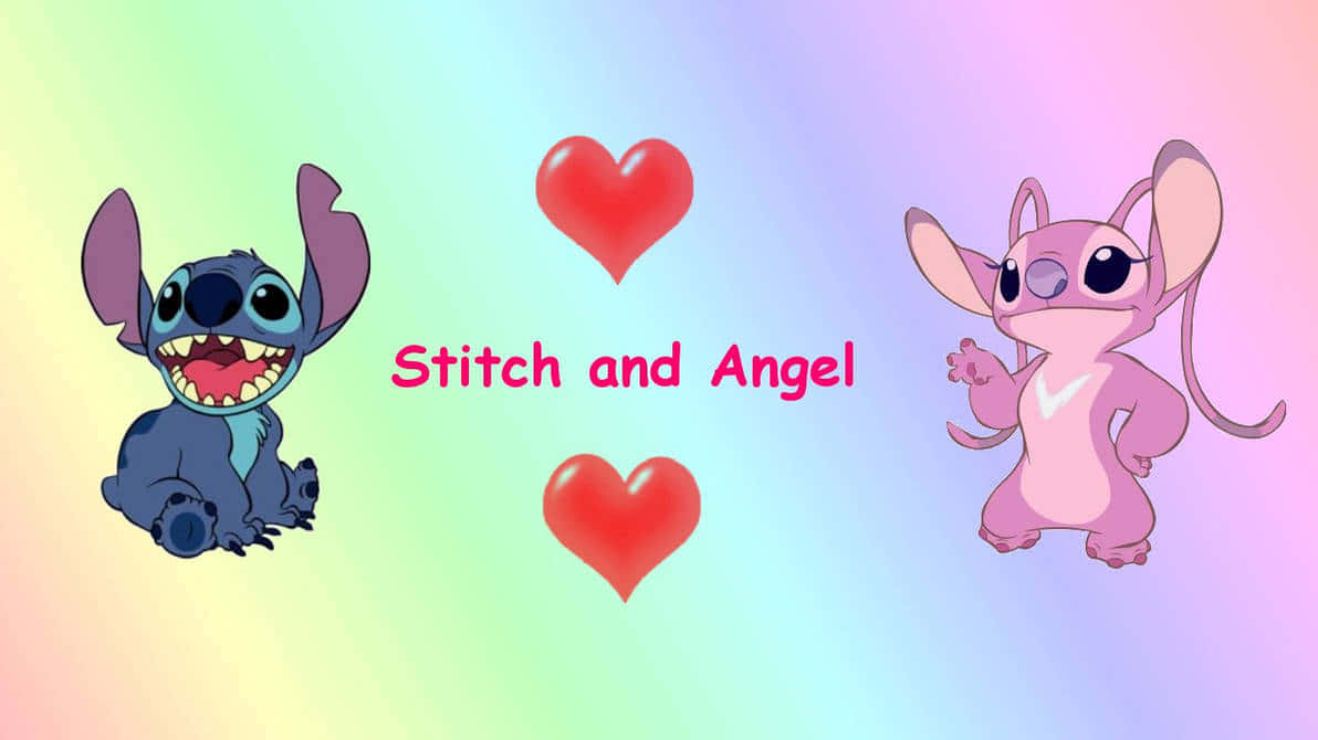 Stitch, blue, pink, SD Desktop Wallpaper