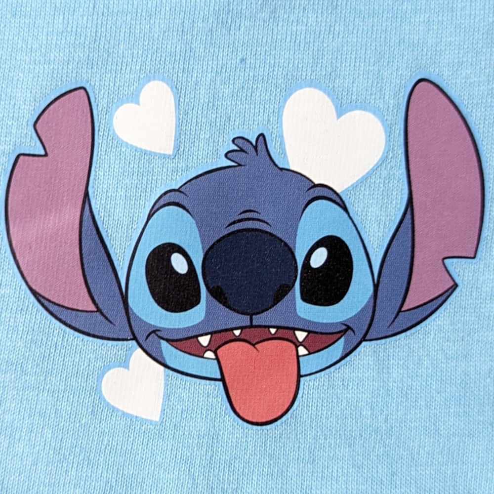Stitch, hearts, blue Stitch cartoon character, SD Desktop Wallpaper