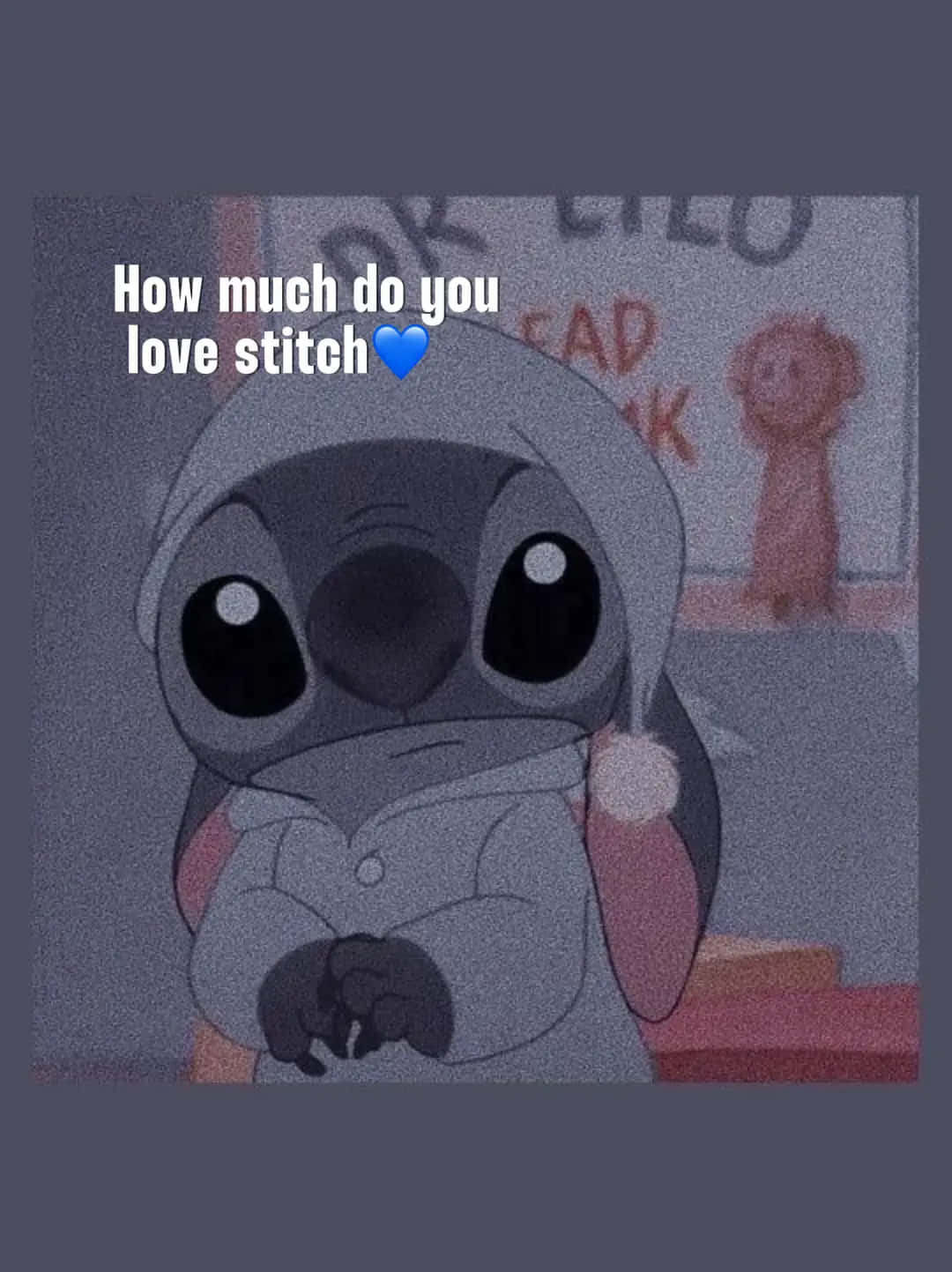 Stitch, grey hoodie, muted background, HD Phone Wallpaper