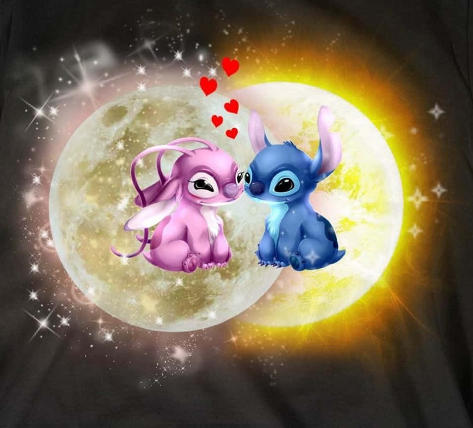 Stitch, angel, glowing moon, SD Desktop Wallpaper