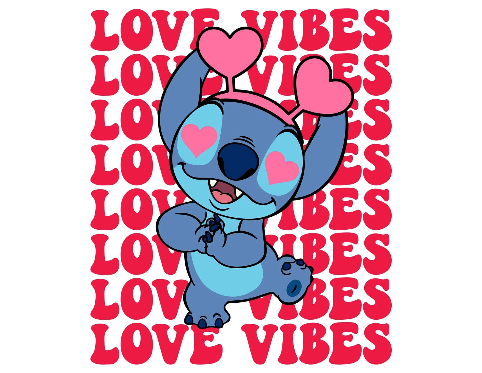 Stitch, Valentines Day, LOVE VIBES, Full HD Desktop Wallpaper
