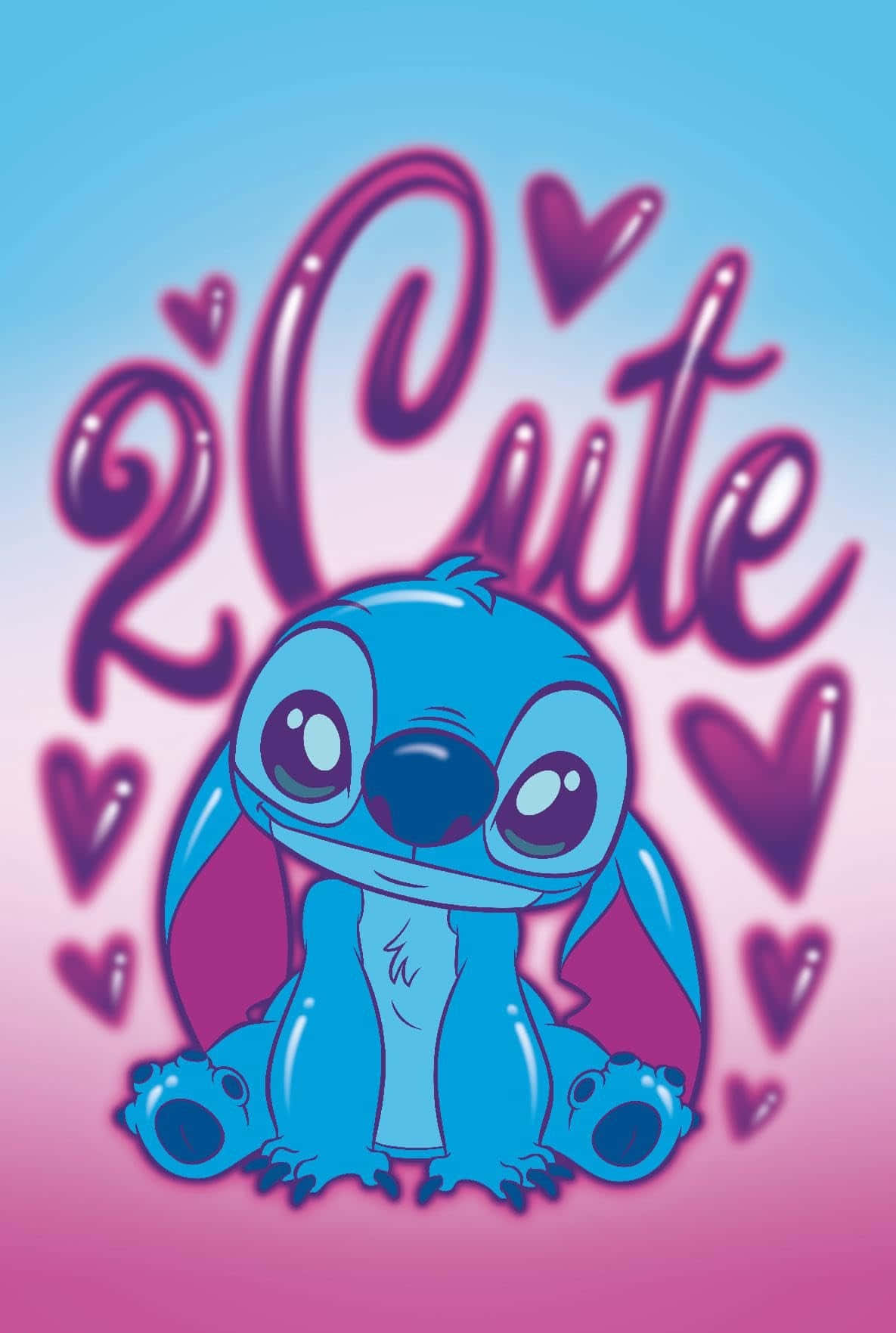 Stitch, purple hearts, 2 Cute, HD Phone Wallpaper