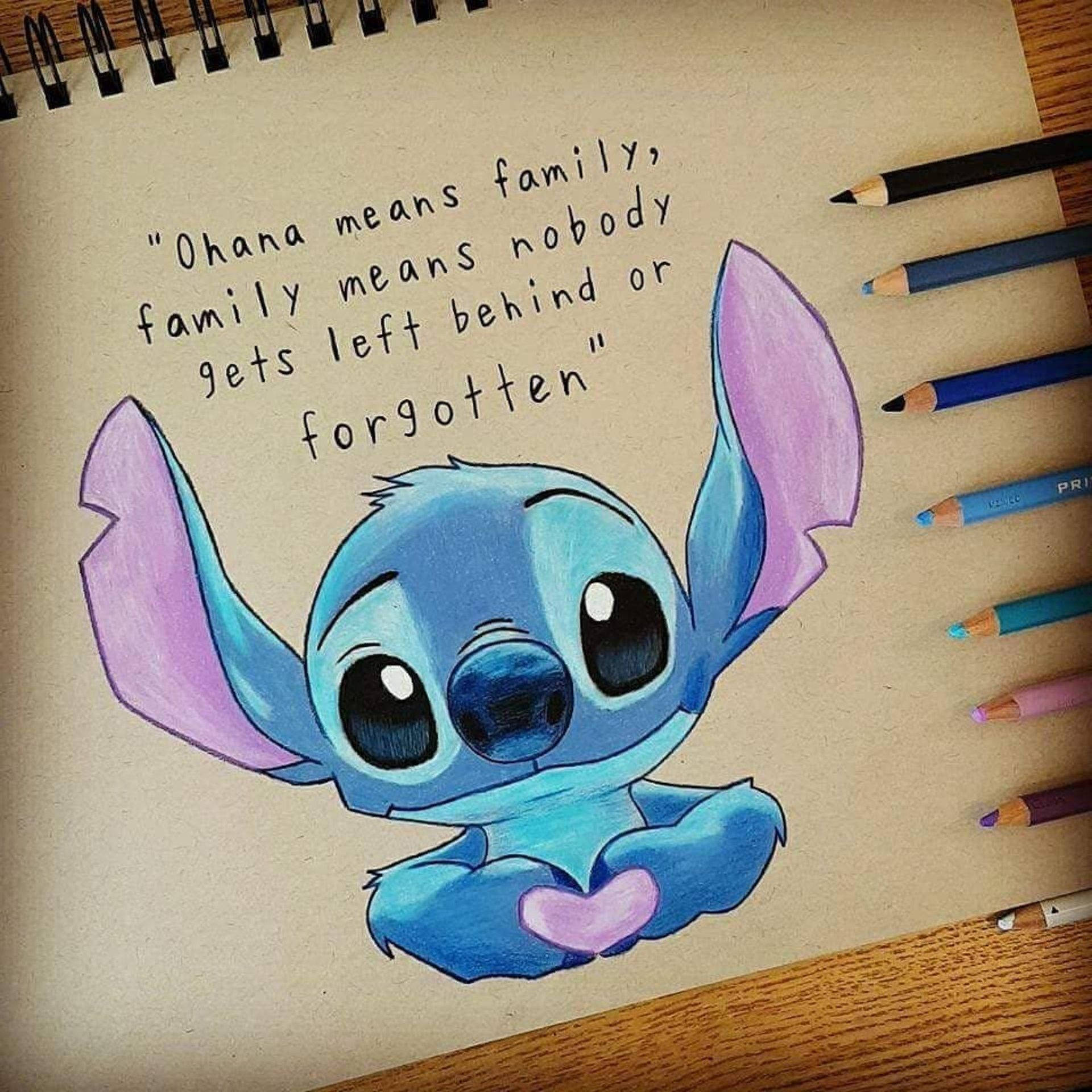 Stitch Ohana, blue alien, purple ears, Full HD Desktop Wallpaper