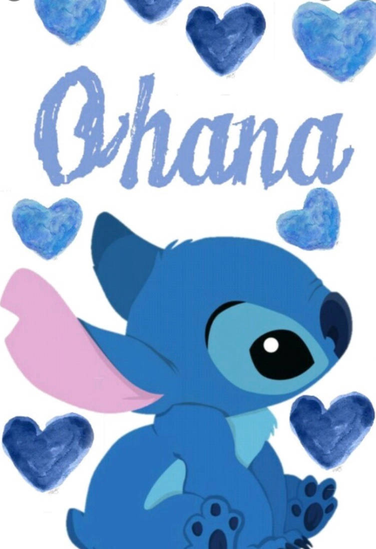 Stitch Ohana, blue hearts, Ohana, SD Phone Wallpaper