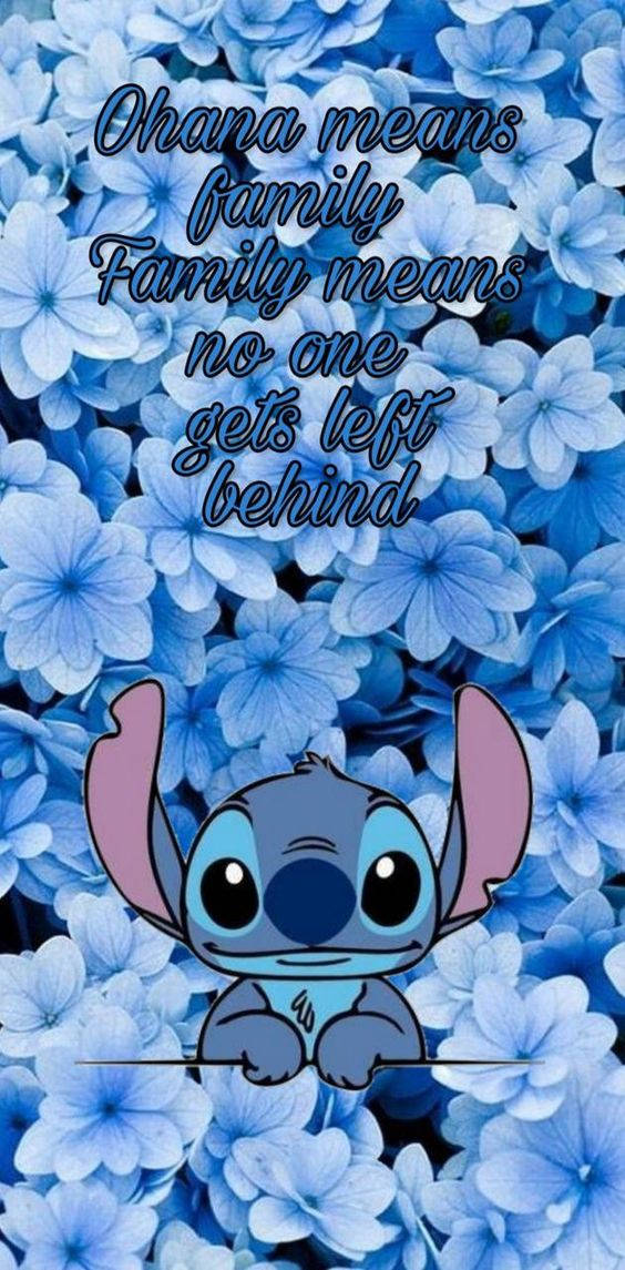 Stitch Ohana, blue hydrangeas, Ohana means family, SD Phone Wallpaper