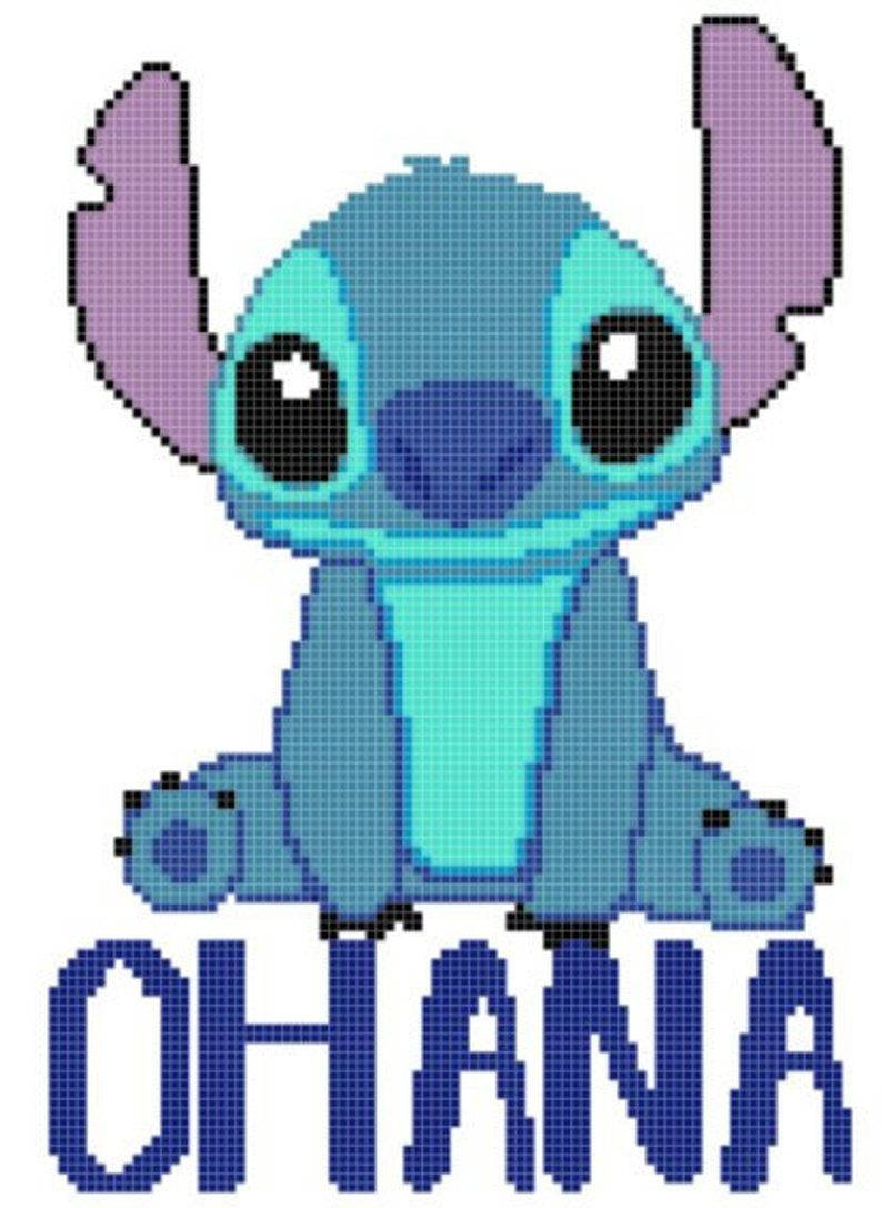 Stitch Ohana, pixelated Stitch, OHANA text, SD Phone Wallpaper