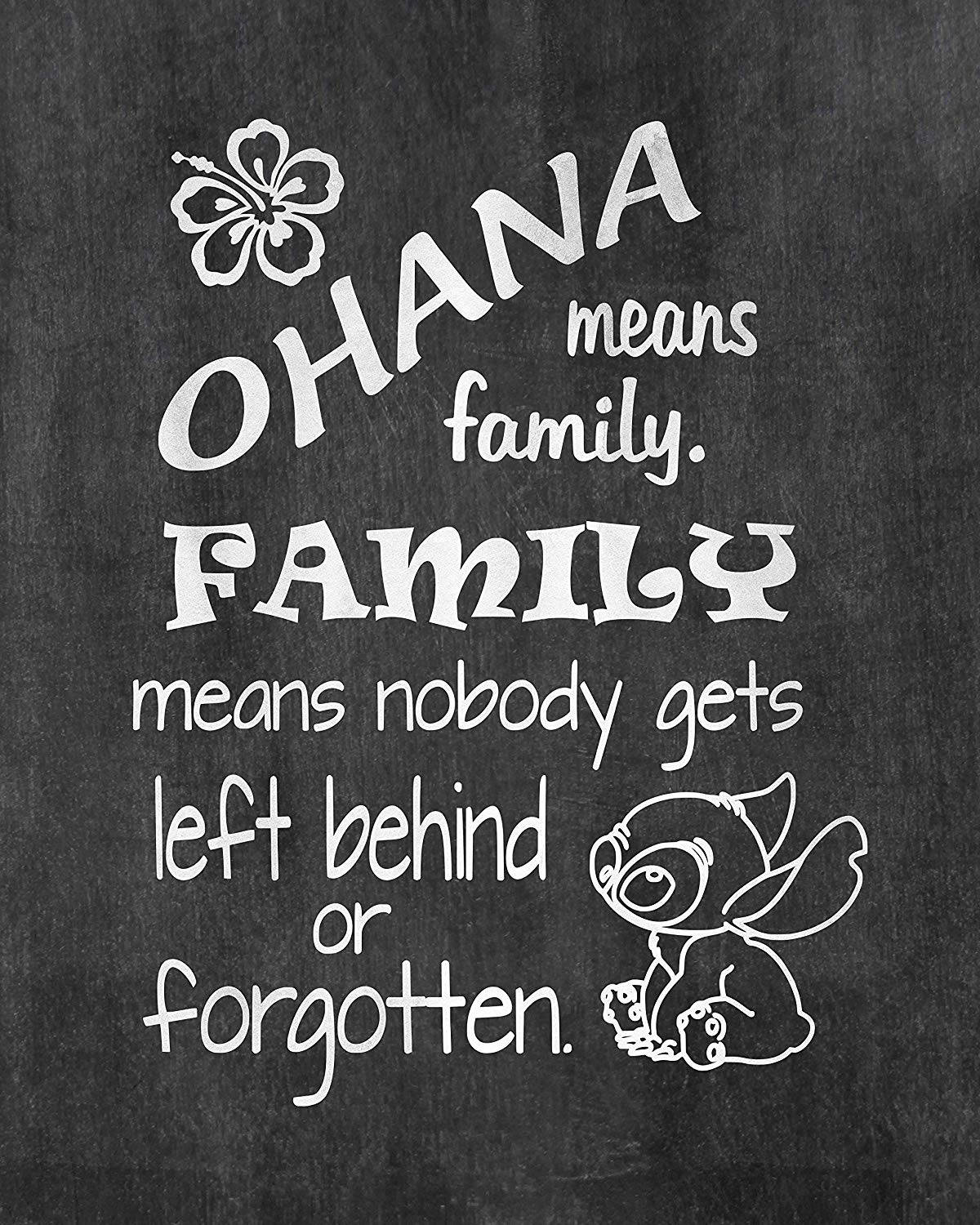 Stitch Ohana, white chalk-style text, dark chalkboard, HD Phone Wallpaper