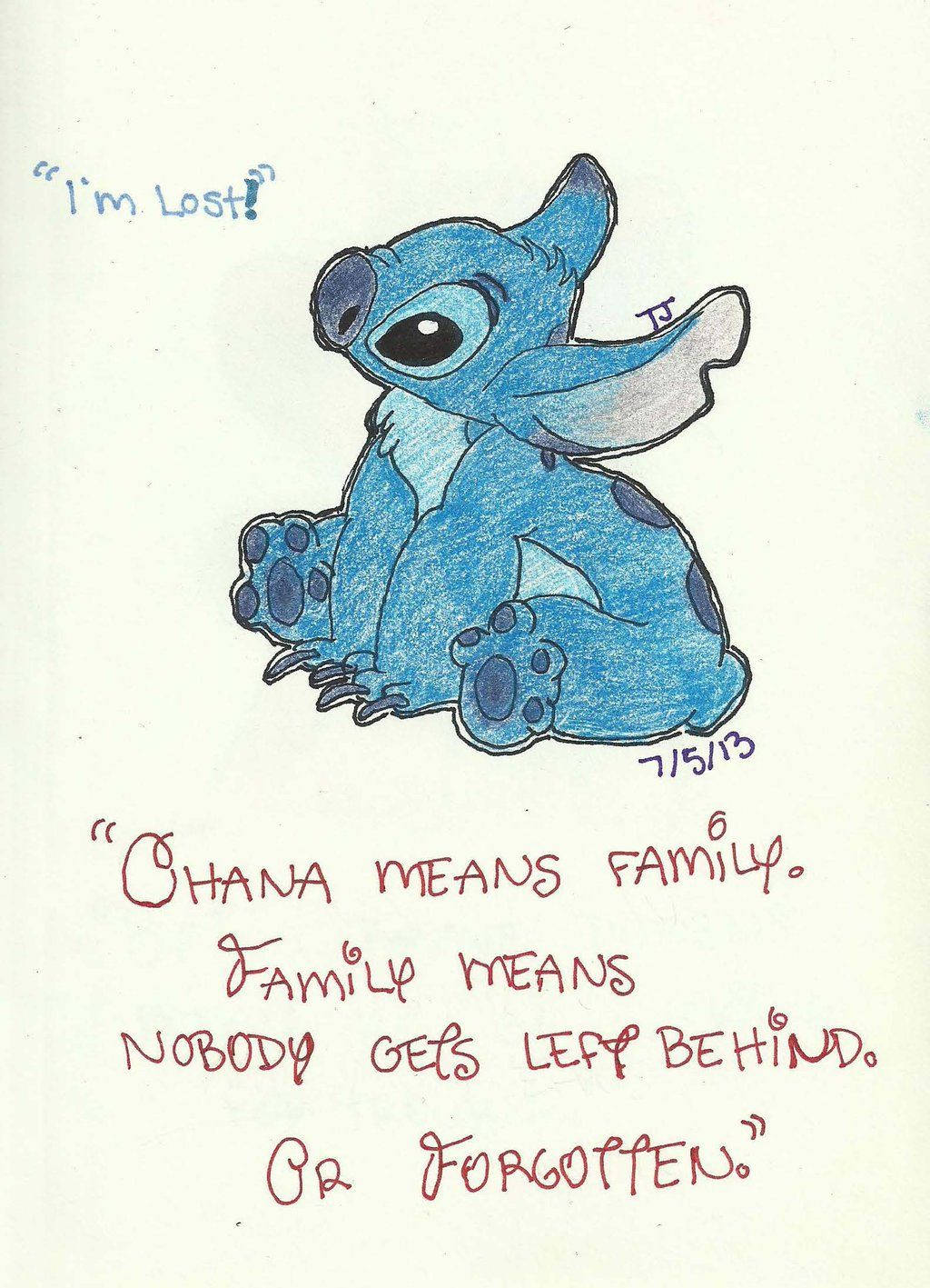 Stitch Ohana, Ohana means family, blue Stitch, HD Phone Wallpaper