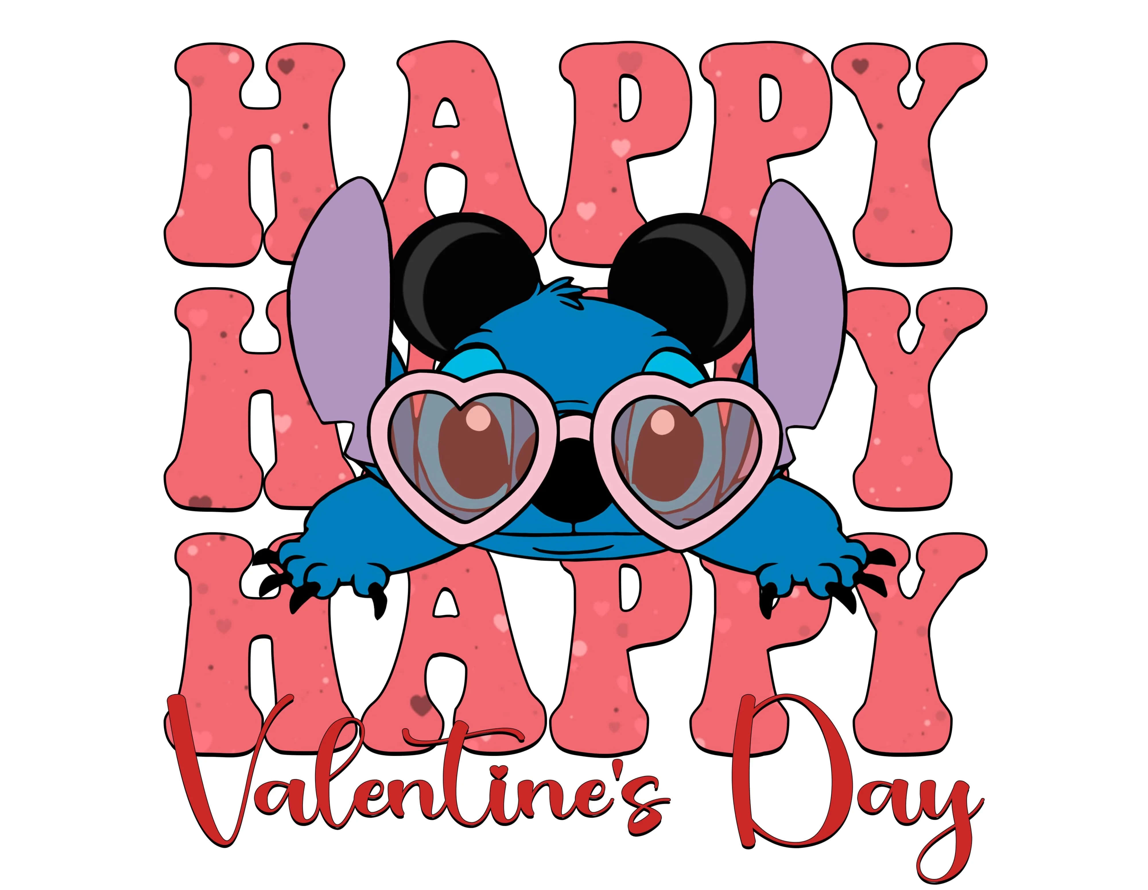 Stitch, Valentine's Day, heart-shaped glasses, 4K Desktop Wallpaper