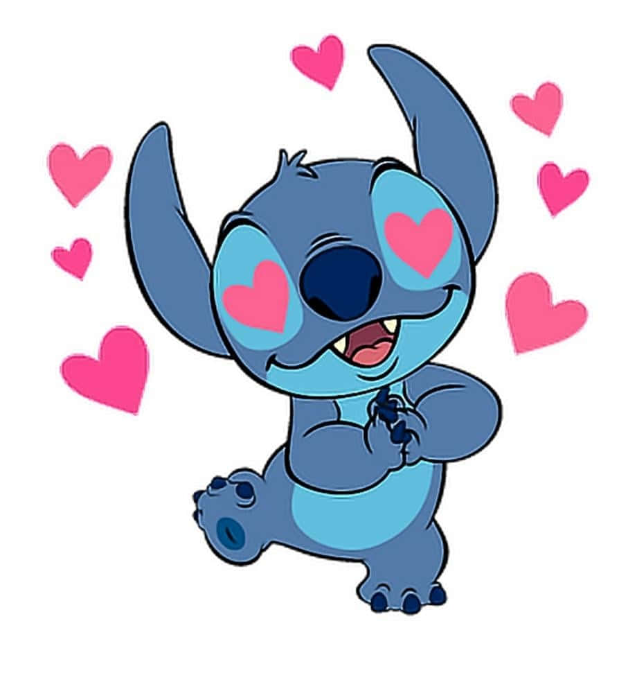 Stitch, hearts, Valentines Day, SD Phone Wallpaper