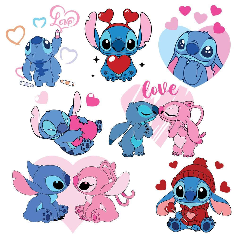 Stitch, Valentines Day, blue, SD Desktop Wallpaper