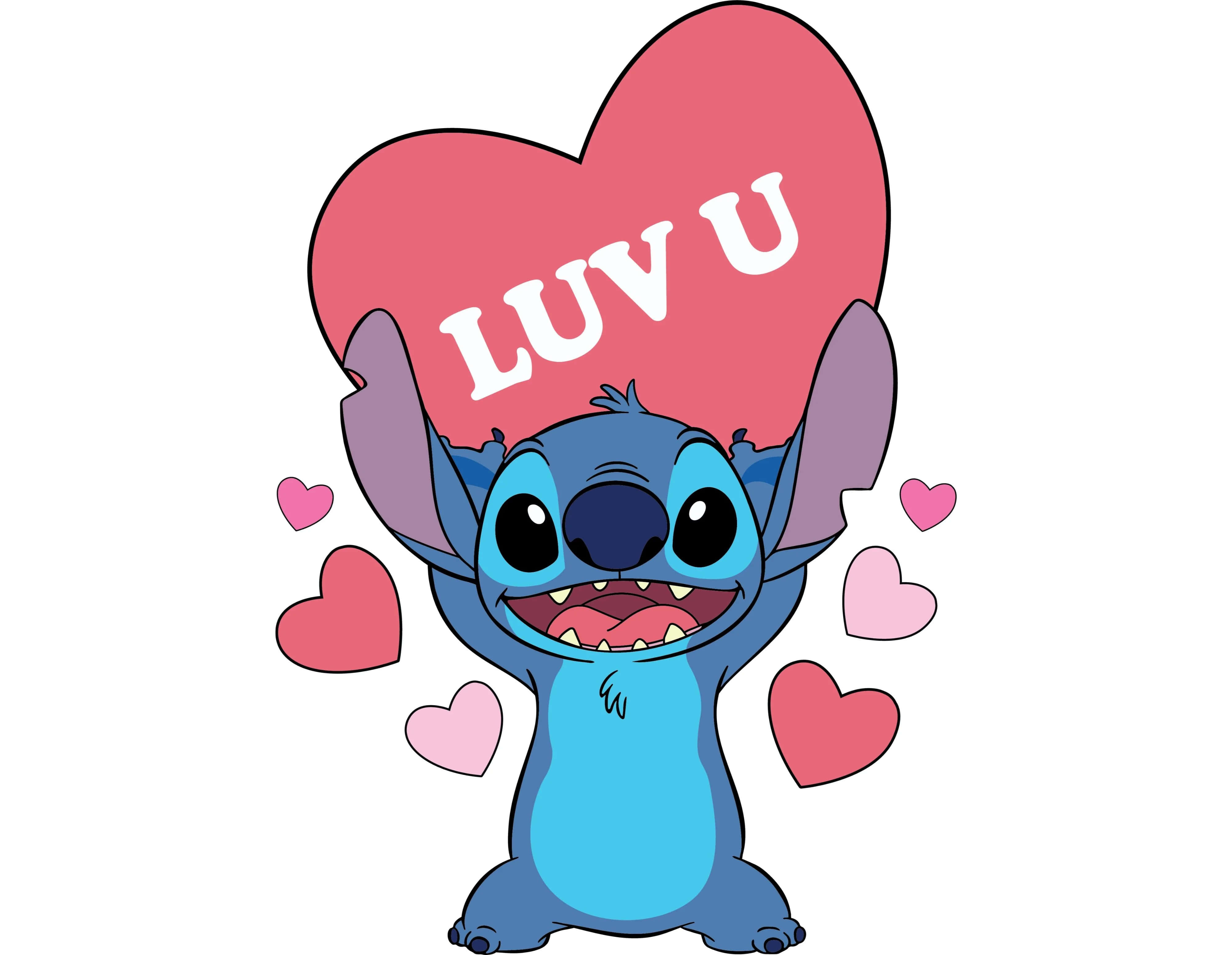 Stitch, Valentines Day, pink heart, 4K Desktop Wallpaper