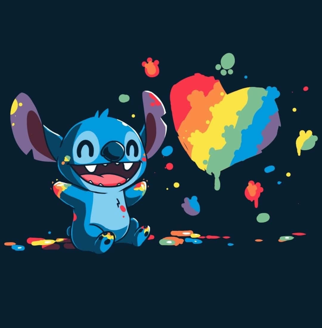 Stitch, Valentines Day, heart splatter, SD Phone Wallpaper