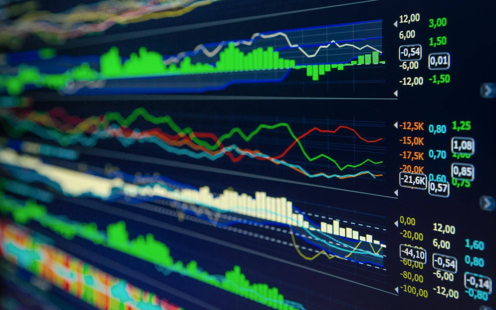 Stock Market, green lines, red lines, Full HD Desktop Wallpaper