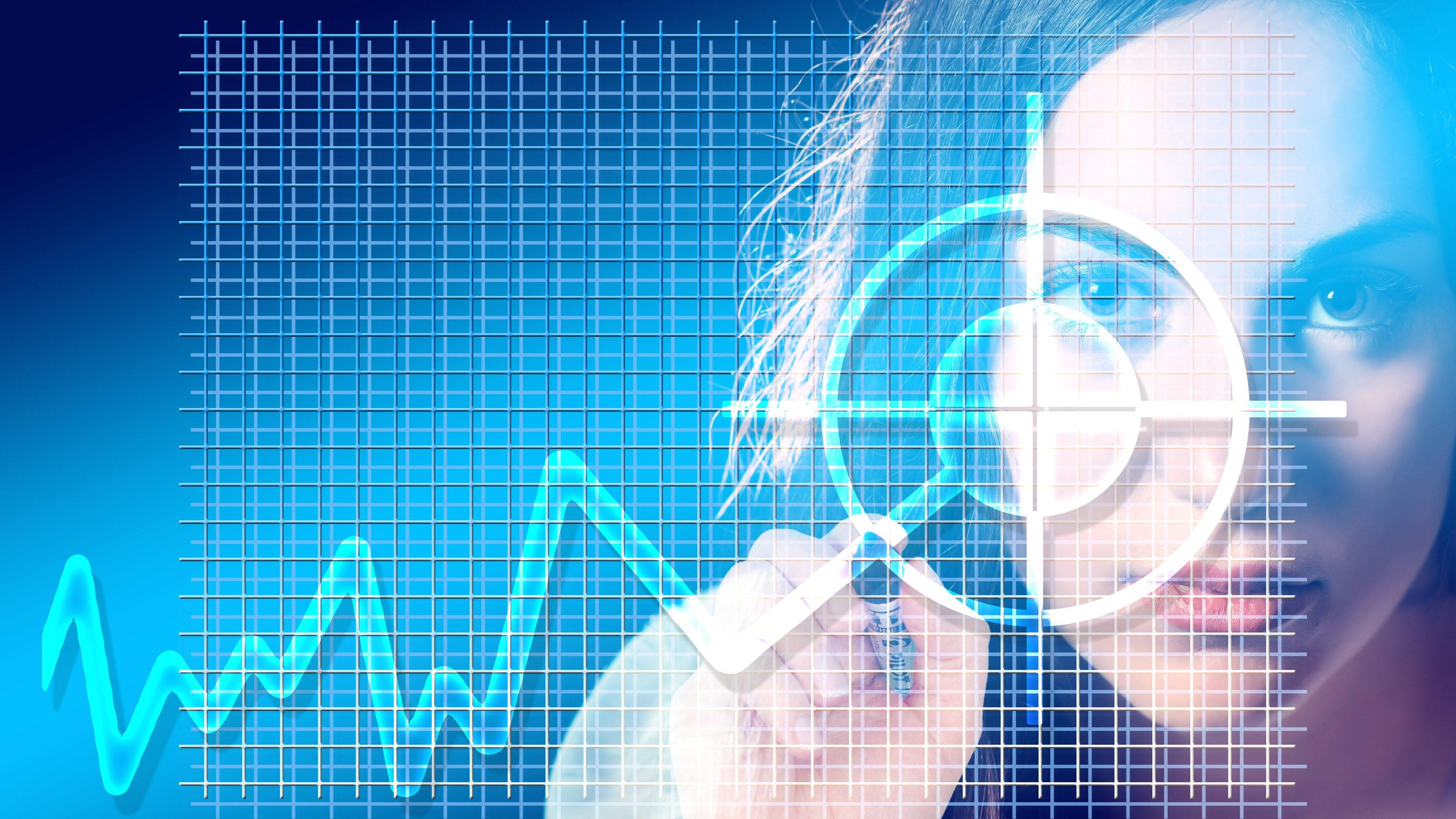 Stock Market, upward trend, targeting reticle, 4K Desktop Wallpaper