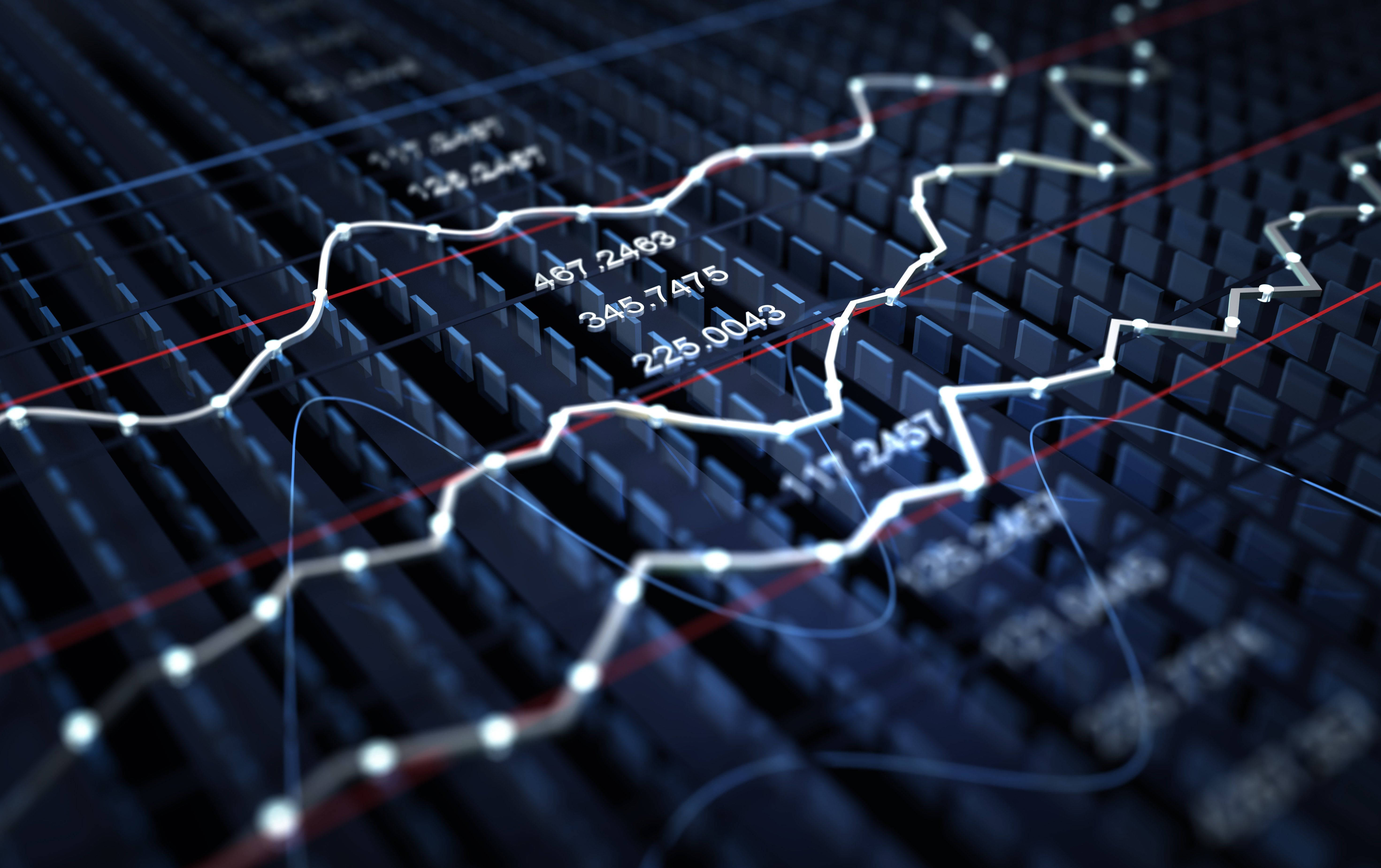 Stock Market, white, red lines, 5K Desktop Wallpaper