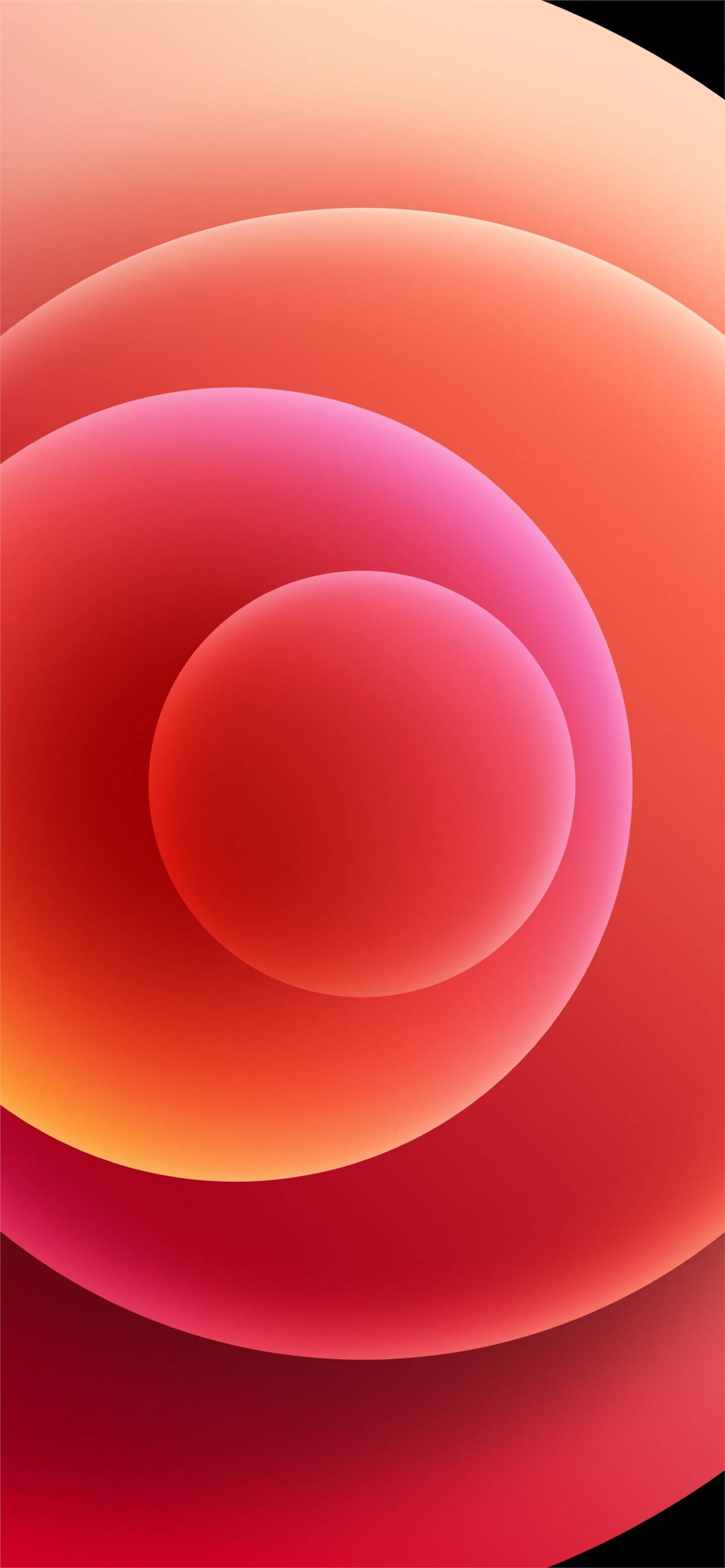 orange iPhone 12, vibrant gradient spheres, layered concentric circles, 2K Phone Wallpaper