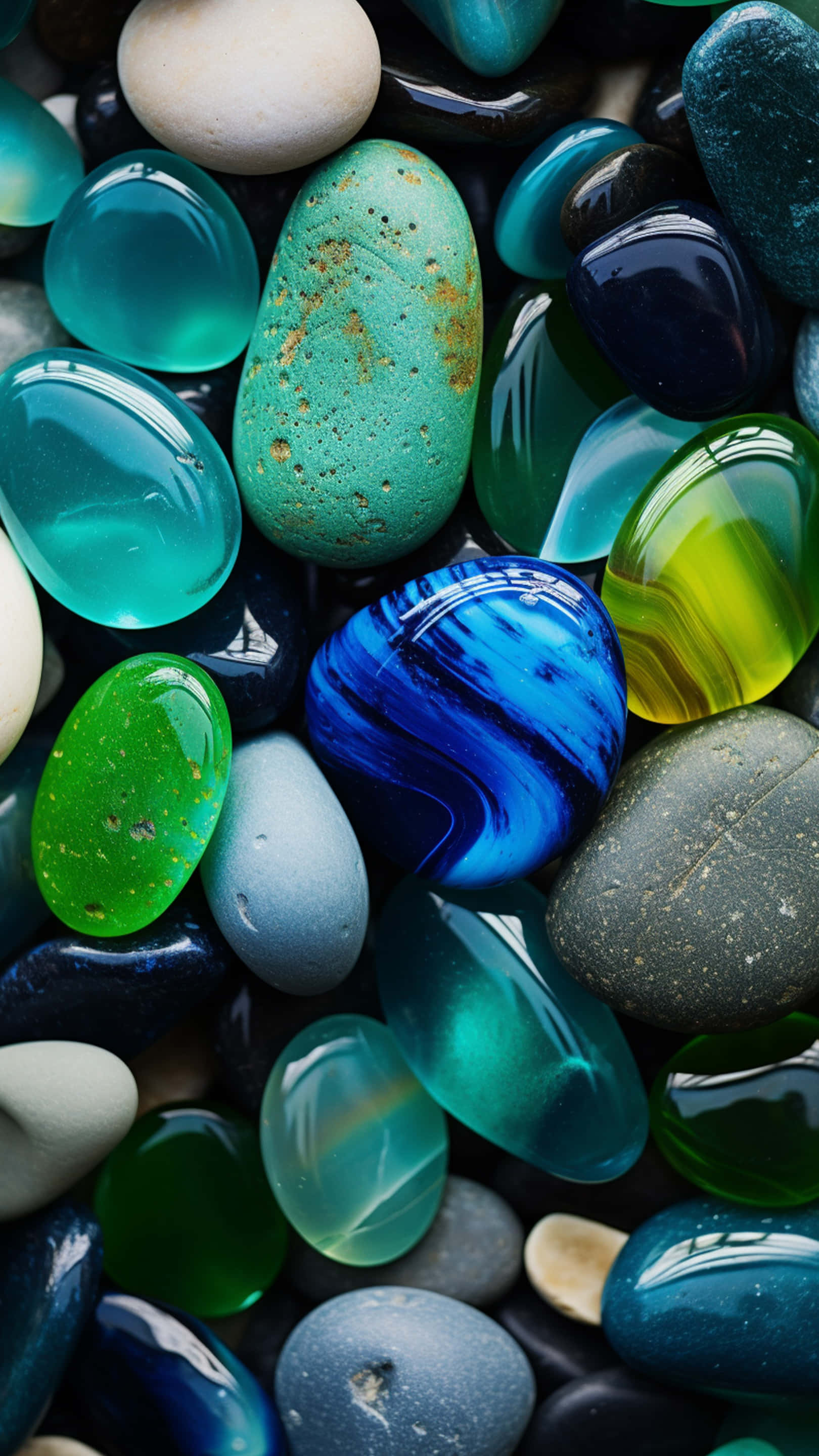 multi colour stone wallpaper, blue, green, 2K Phone Wallpaper