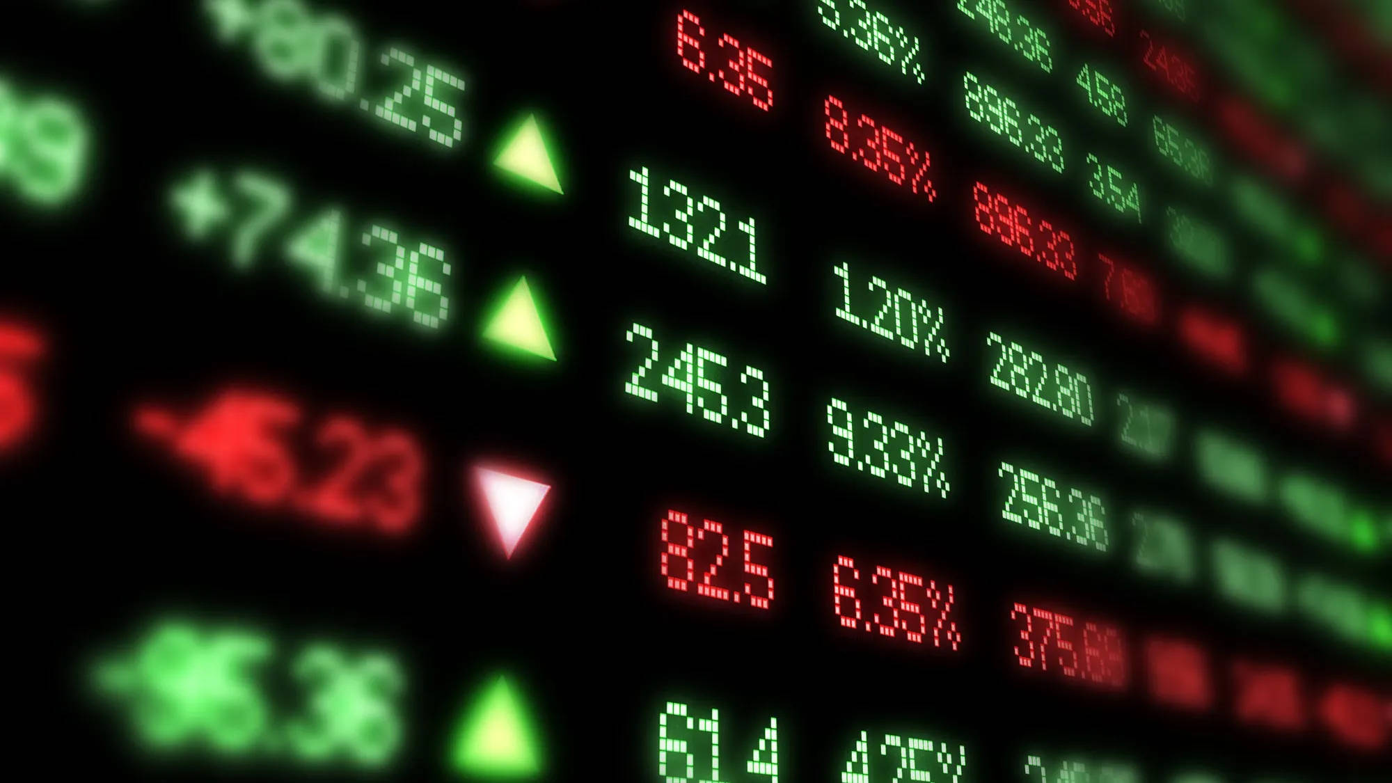 stock ticker, green up arrows, red down arrows, Full HD Desktop Wallpaper