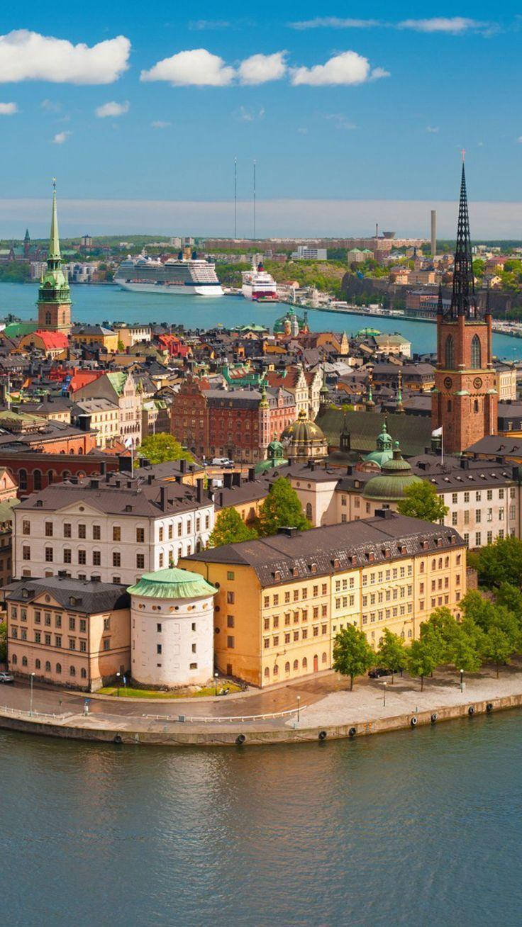 Stockholm, waterfront, colorful buildings, HD Phone Wallpaper