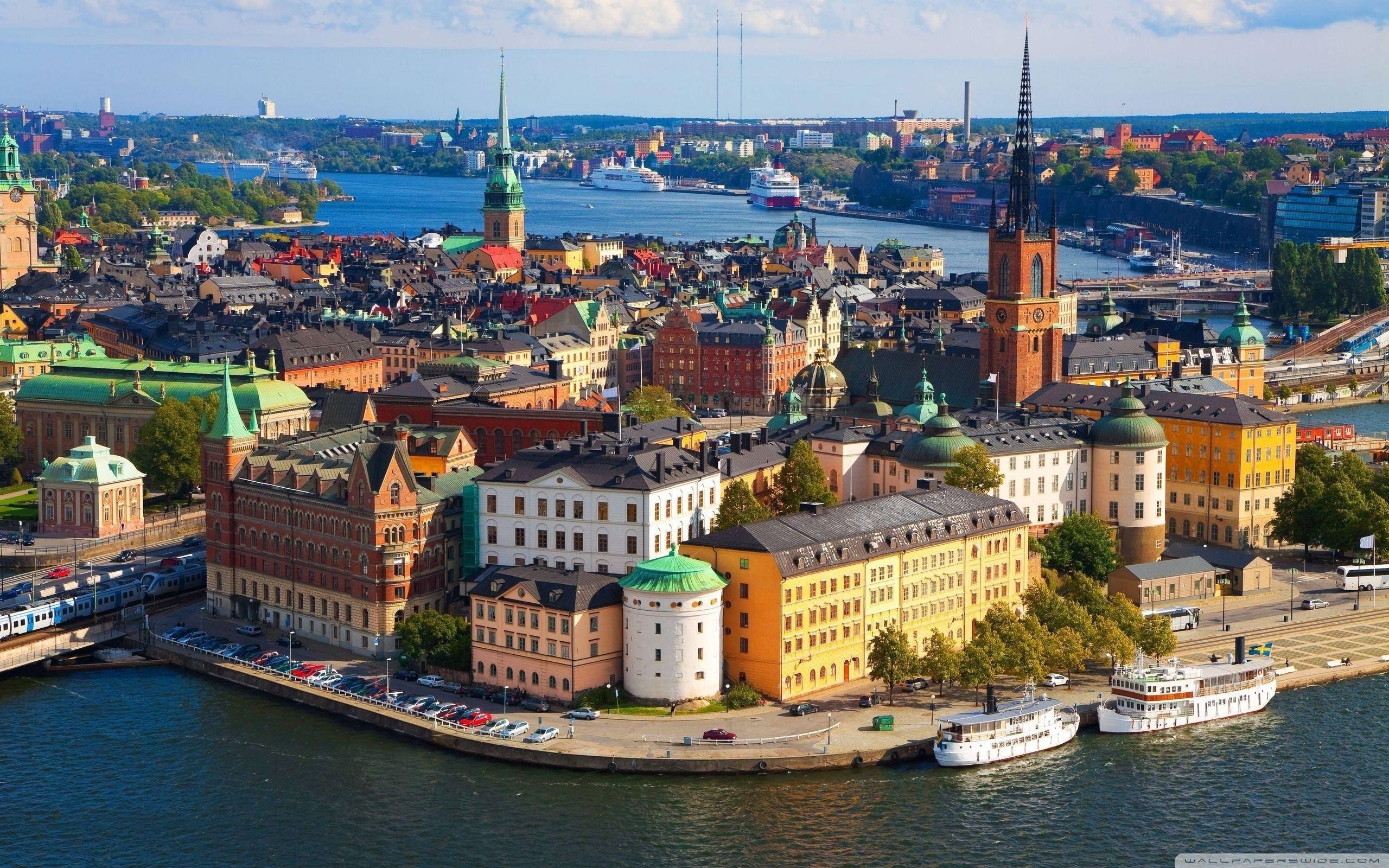 Stockholm, city skyline, historic district, 2K Desktop Wallpaper