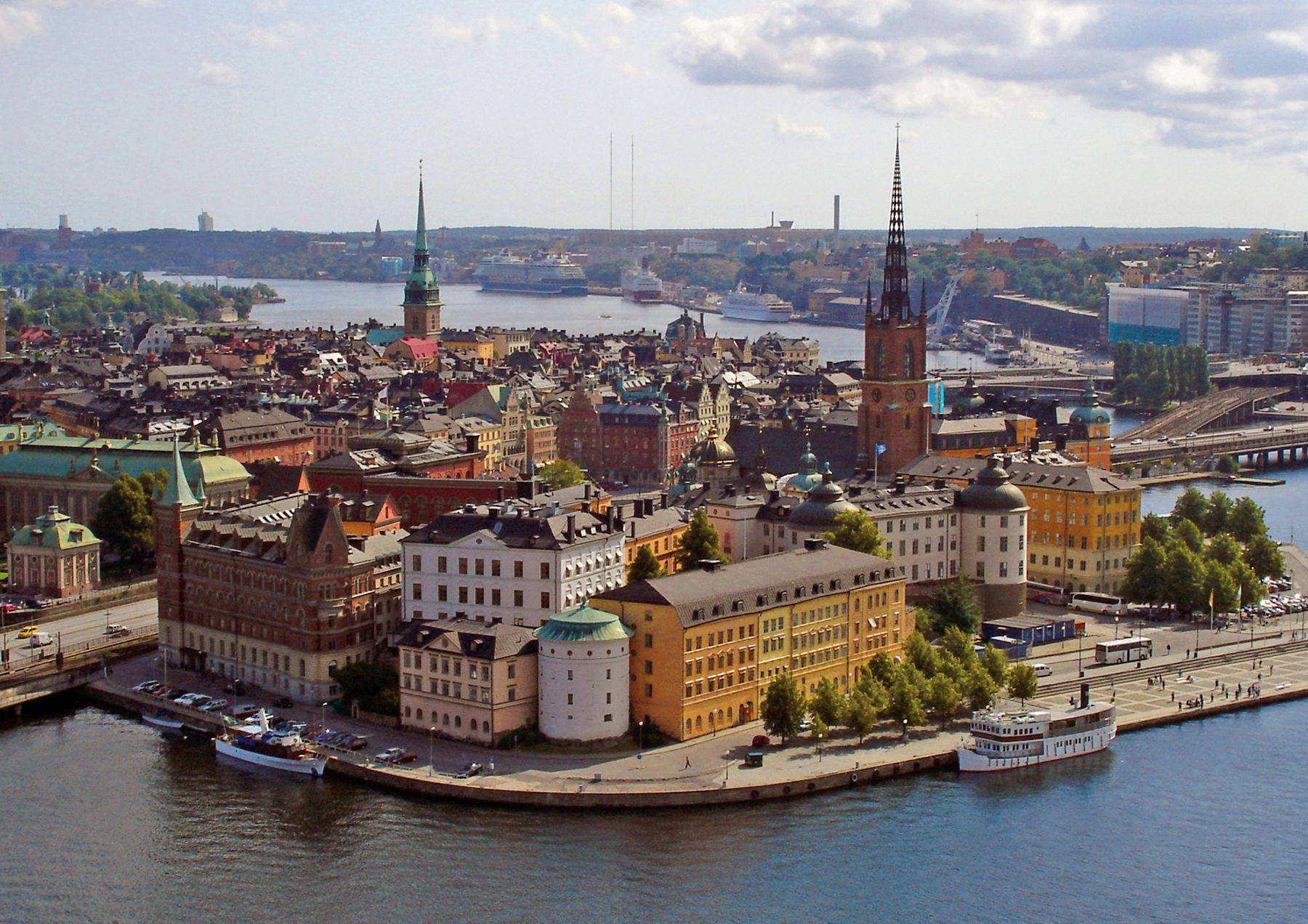 Stockholm, historic district, colorful buildings, HD Desktop Wallpaper
