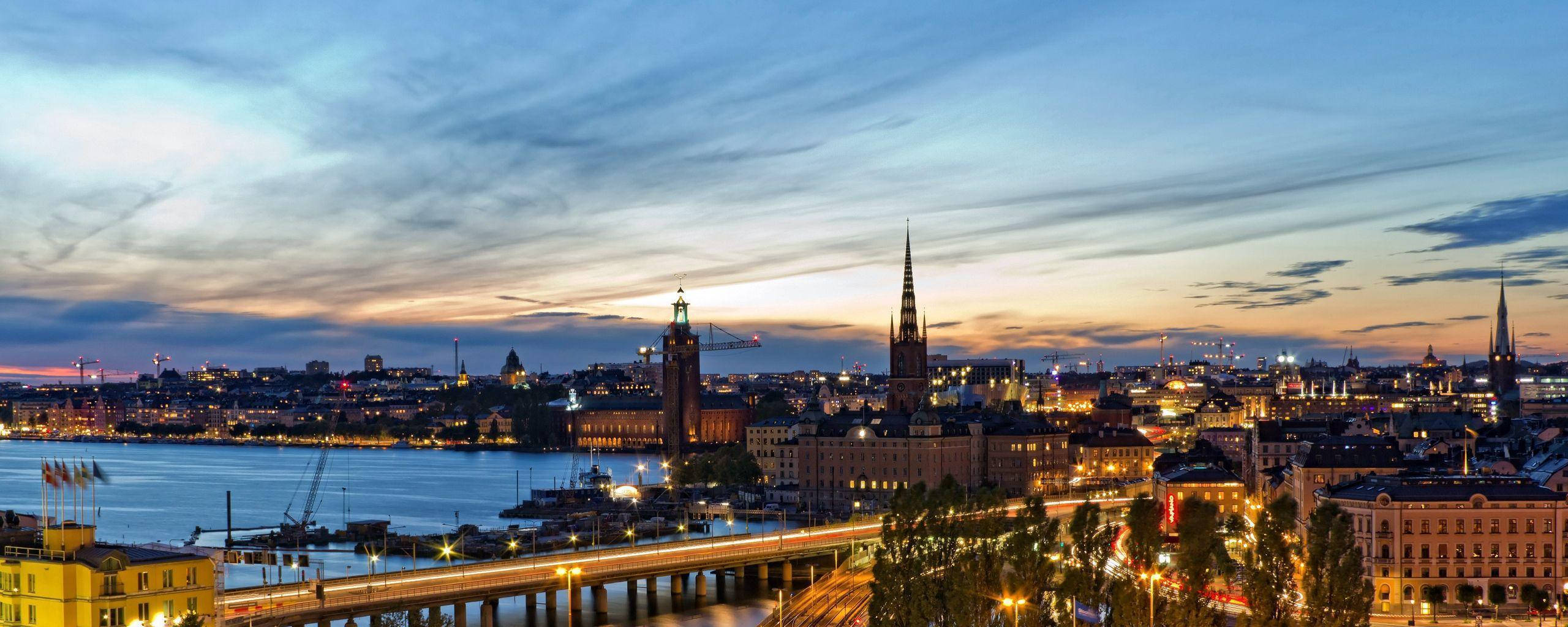 Stockholm, twilight view, historic skyline, 2K Desktop Wallpaper