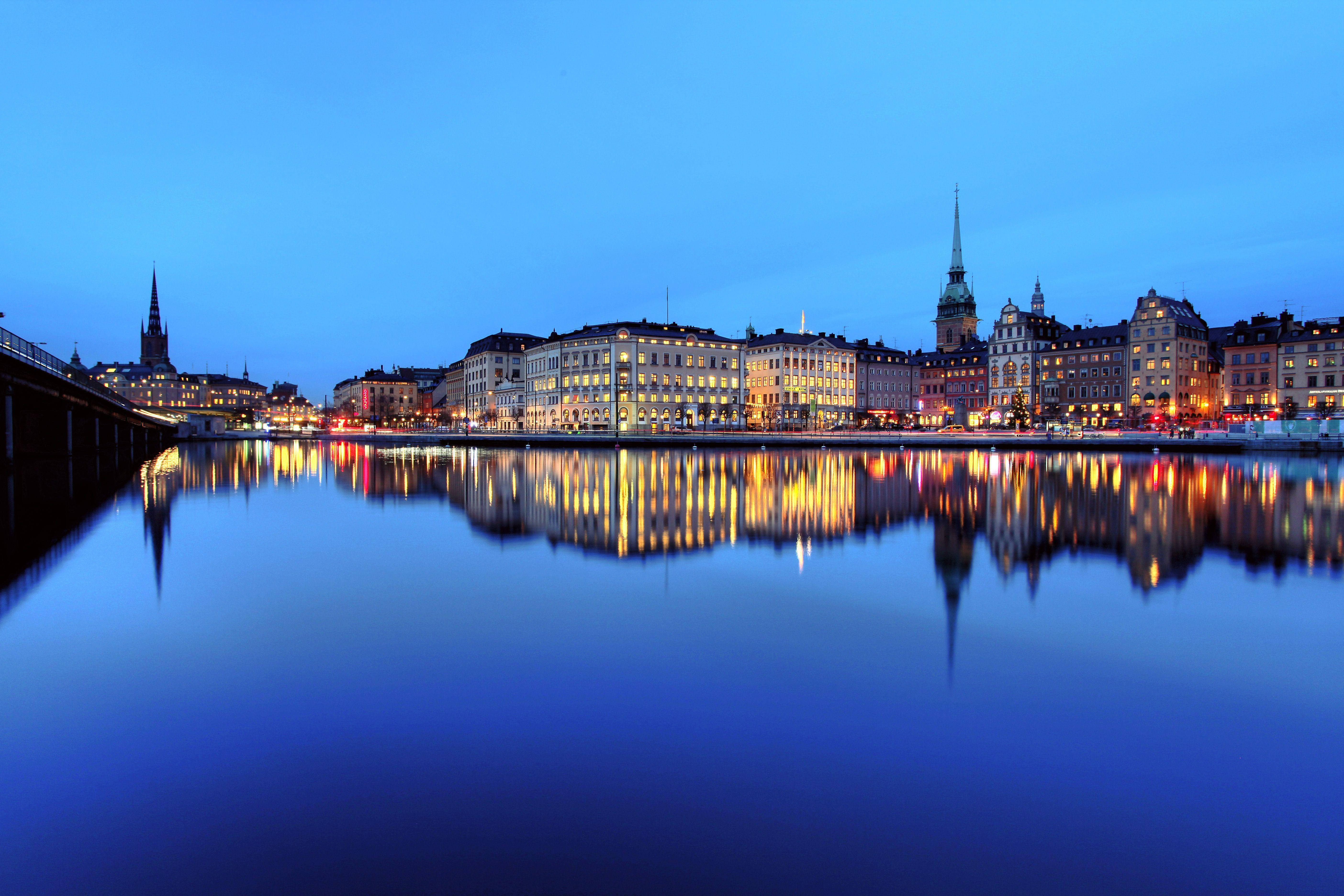 Stockholm, twilight, historic buildings, 5K Desktop Wallpaper
