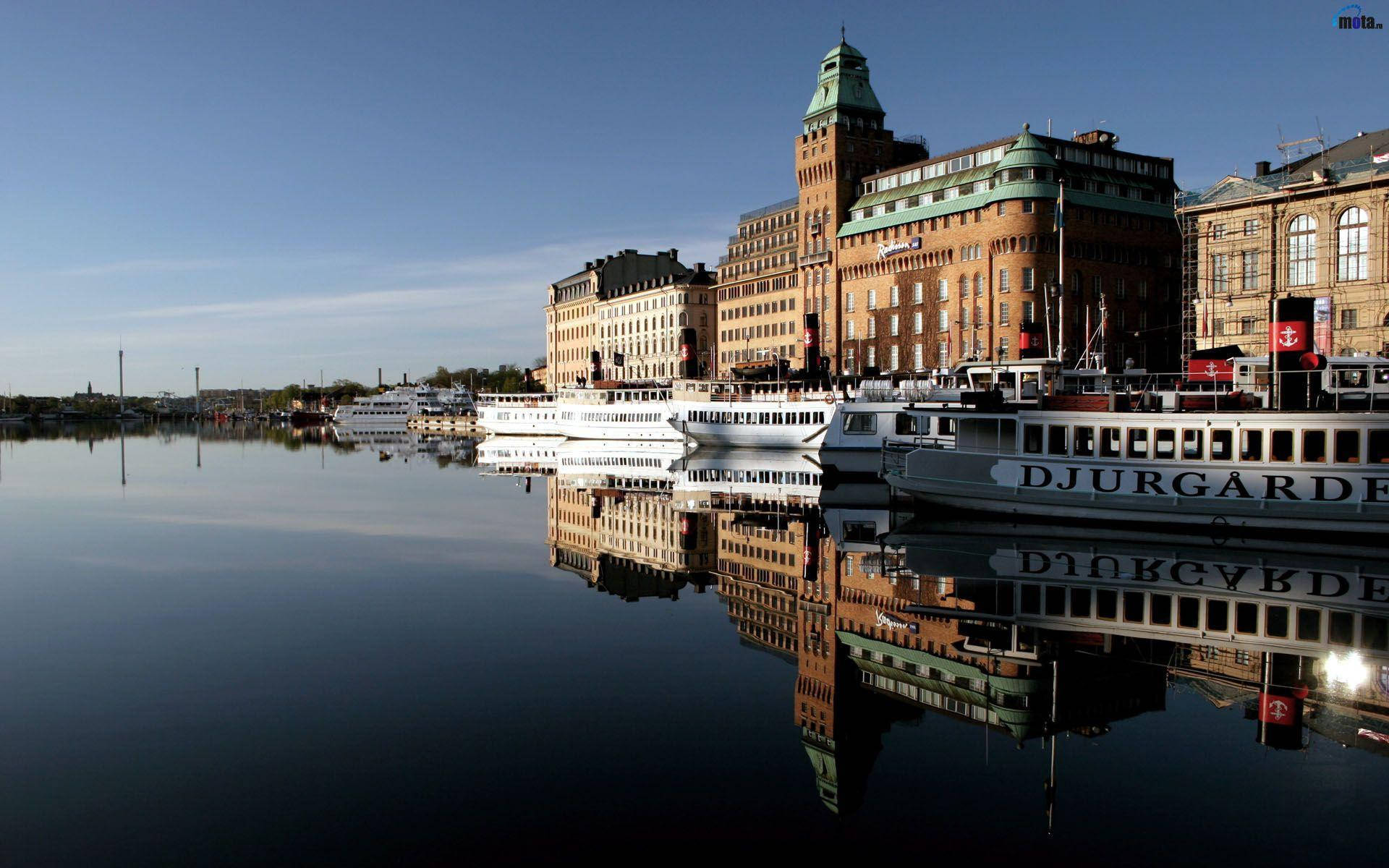Stockholm, buildings, water, Full HD Desktop Wallpaper