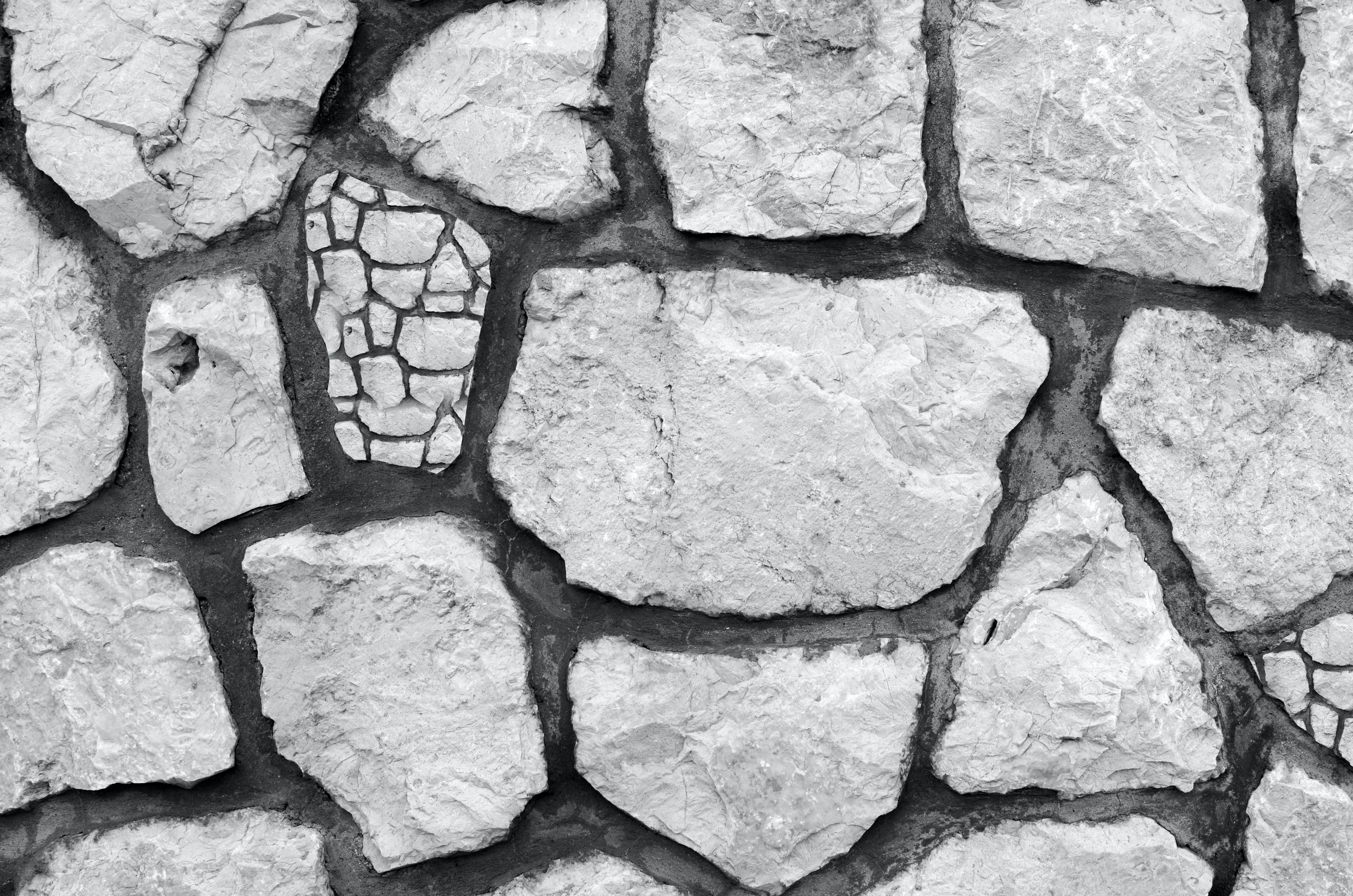 concrete texture cracked stone, monochrome, rough stone wall, 4K Desktop Wallpaper