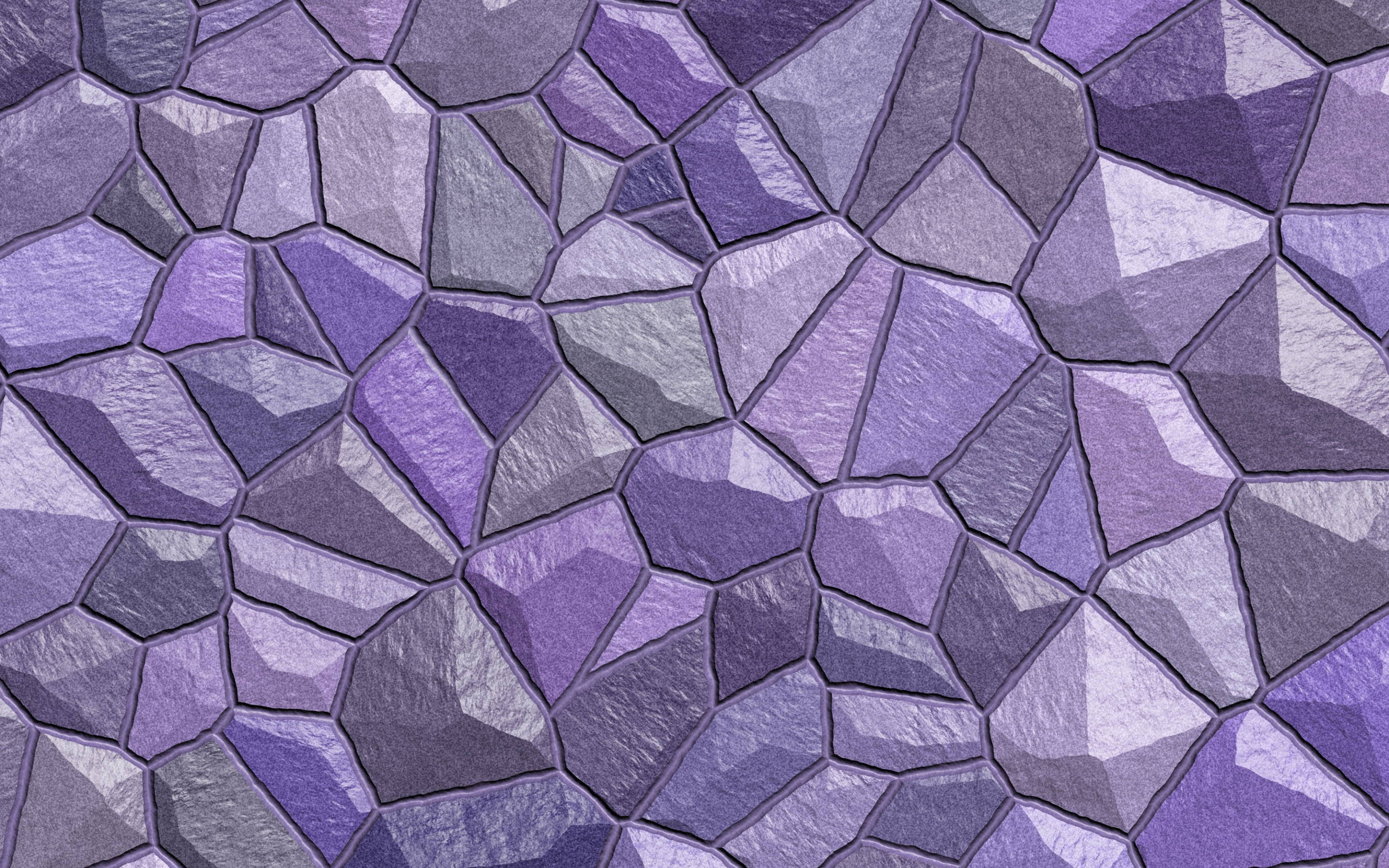 purple stone wall mosaic, irregular purple and gray stone tiles, textured mosaic pattern, 2K Desktop Wallpaper