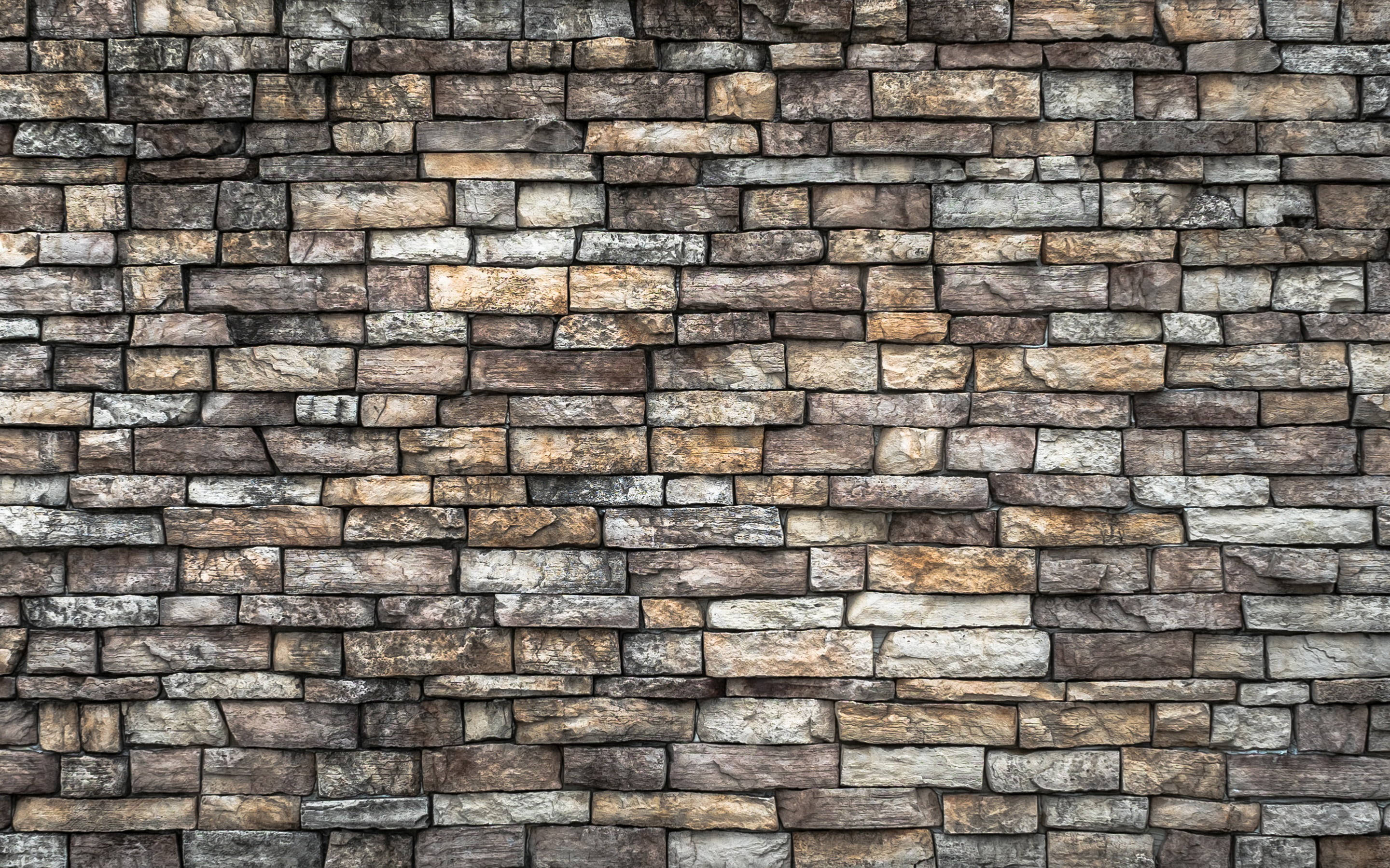 classic bare stone wall cladding, rustic stone wall, earthy tones, 2K Desktop Wallpaper