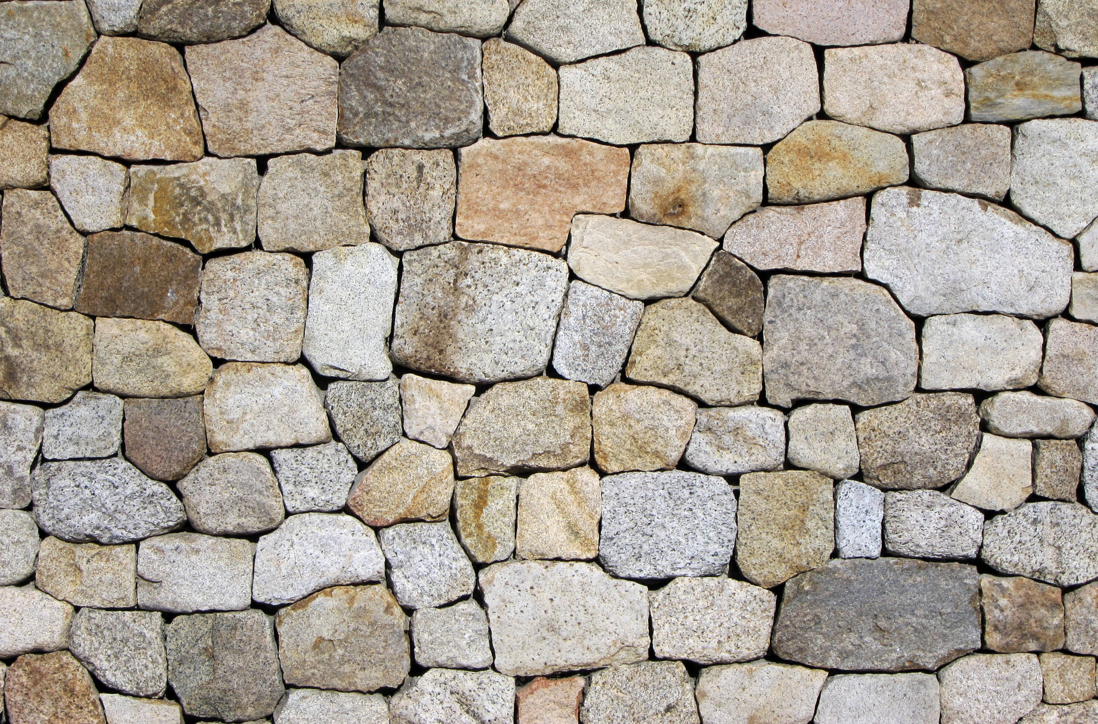 clean mosaic stone wall, rustic stone wall, irregularly shaped rocks, 2K Desktop Wallpaper