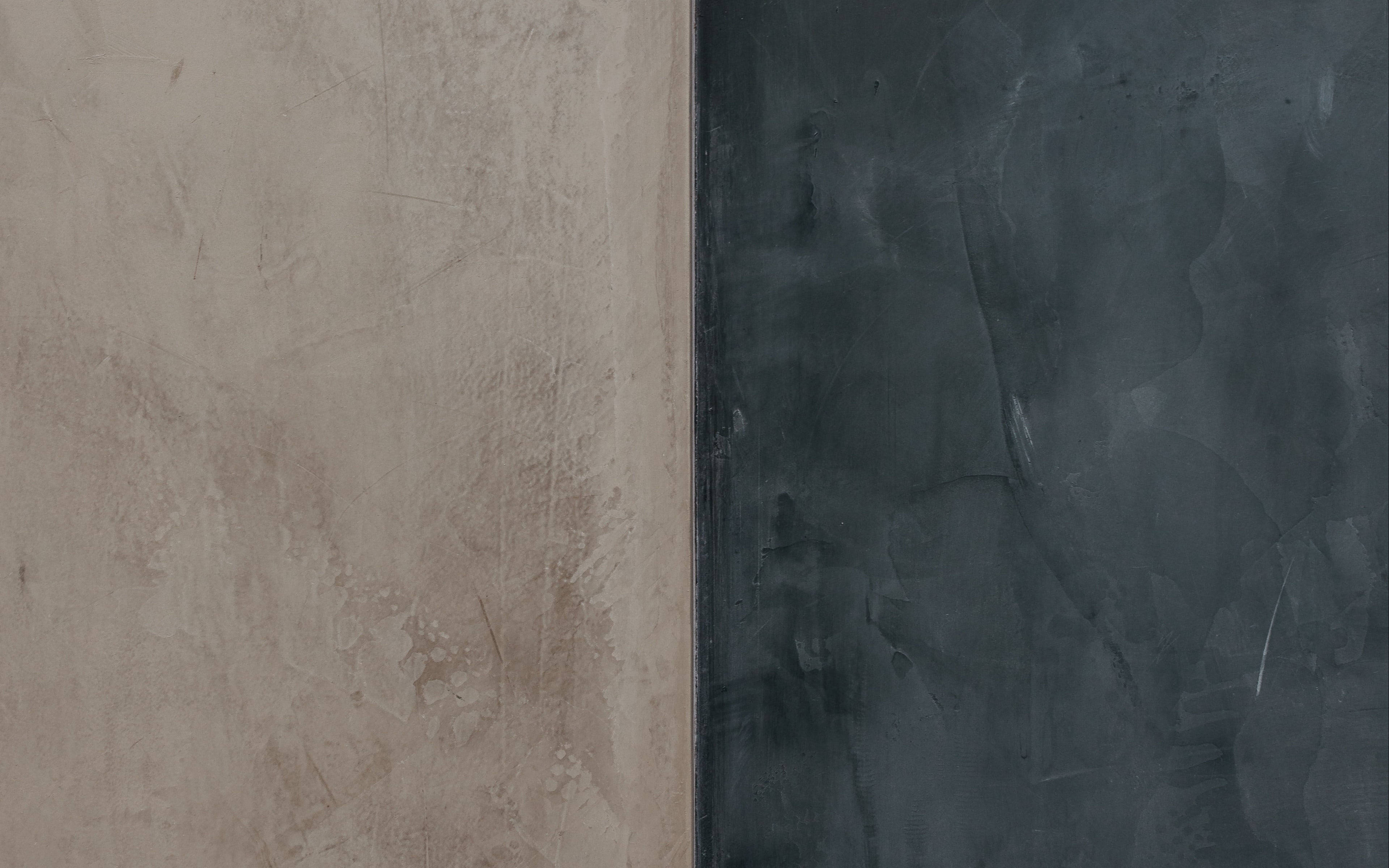two toned stone wall, weathered beige plaster, dark gray textured concrete, 4K Desktop Wallpaper