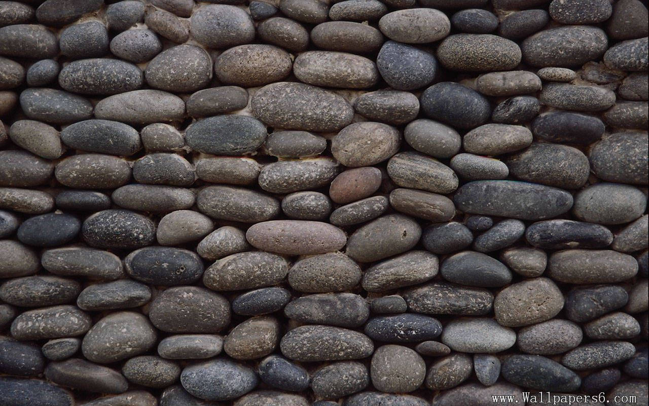 river stone wall, smooth river stones, varying shades of gray, HD Desktop Wallpaper