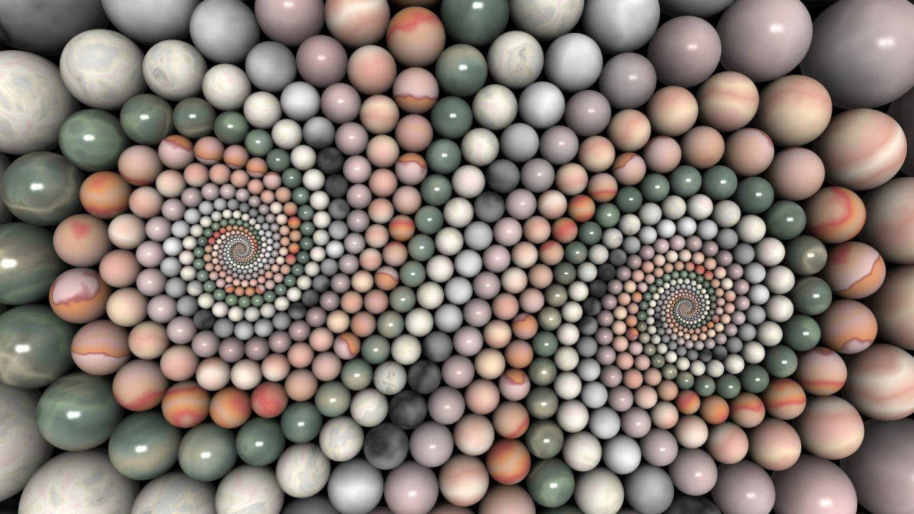 spiral 3d stone art, three-dimensional stone art, multicolored spheres, HD Desktop Wallpaper