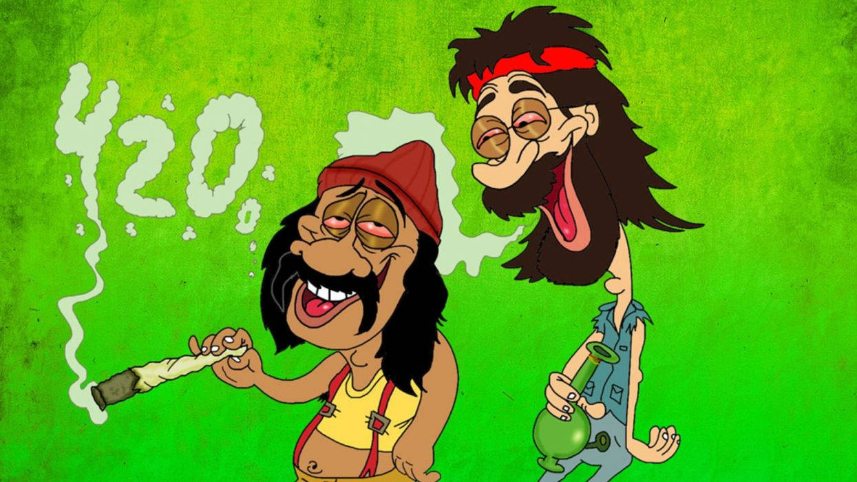 420, stoned cartoons, bright green background, SD Desktop Wallpaper