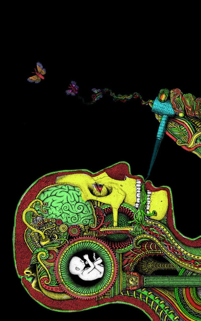 Stoner iPhone, guitar-shaped head, fetus, HD Phone Wallpaper