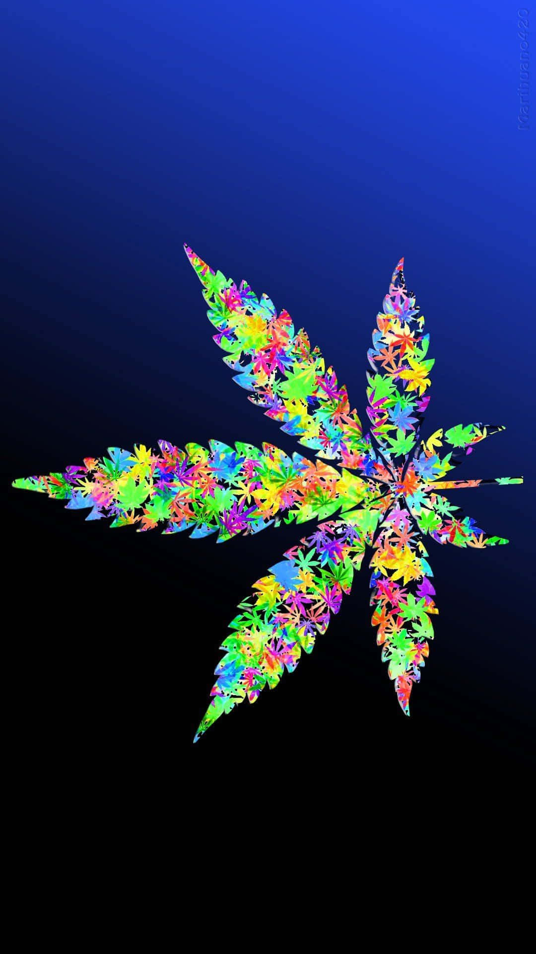 Stoner iPhone, cannabis leaf, multicolored smaller leaves, Full HD Phone Wallpaper