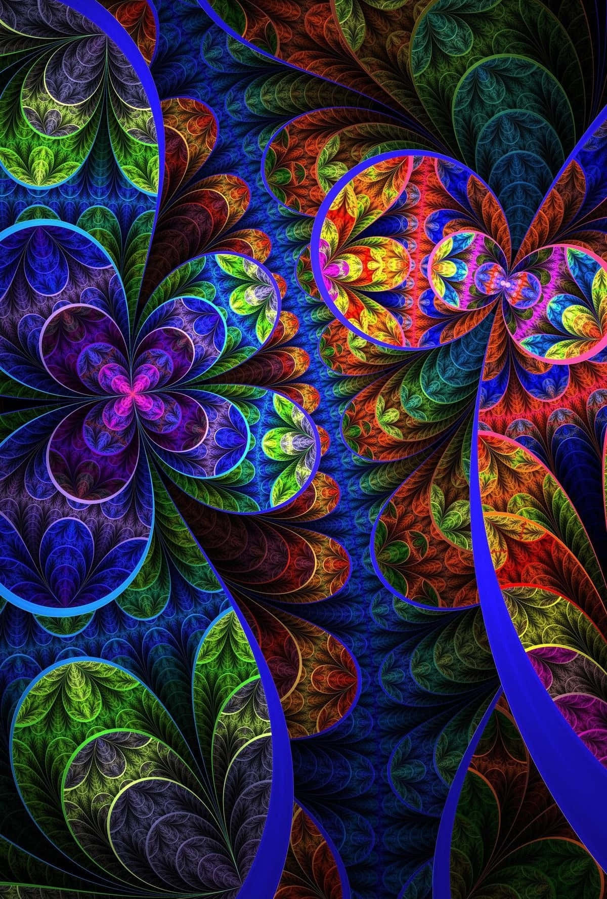 Stoner iPhone, fractal patterns, electric blues, HD Phone Wallpaper