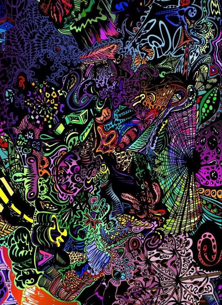 Stoner iPhone, neon-colored, abstract doodles, SD Phone Wallpaper